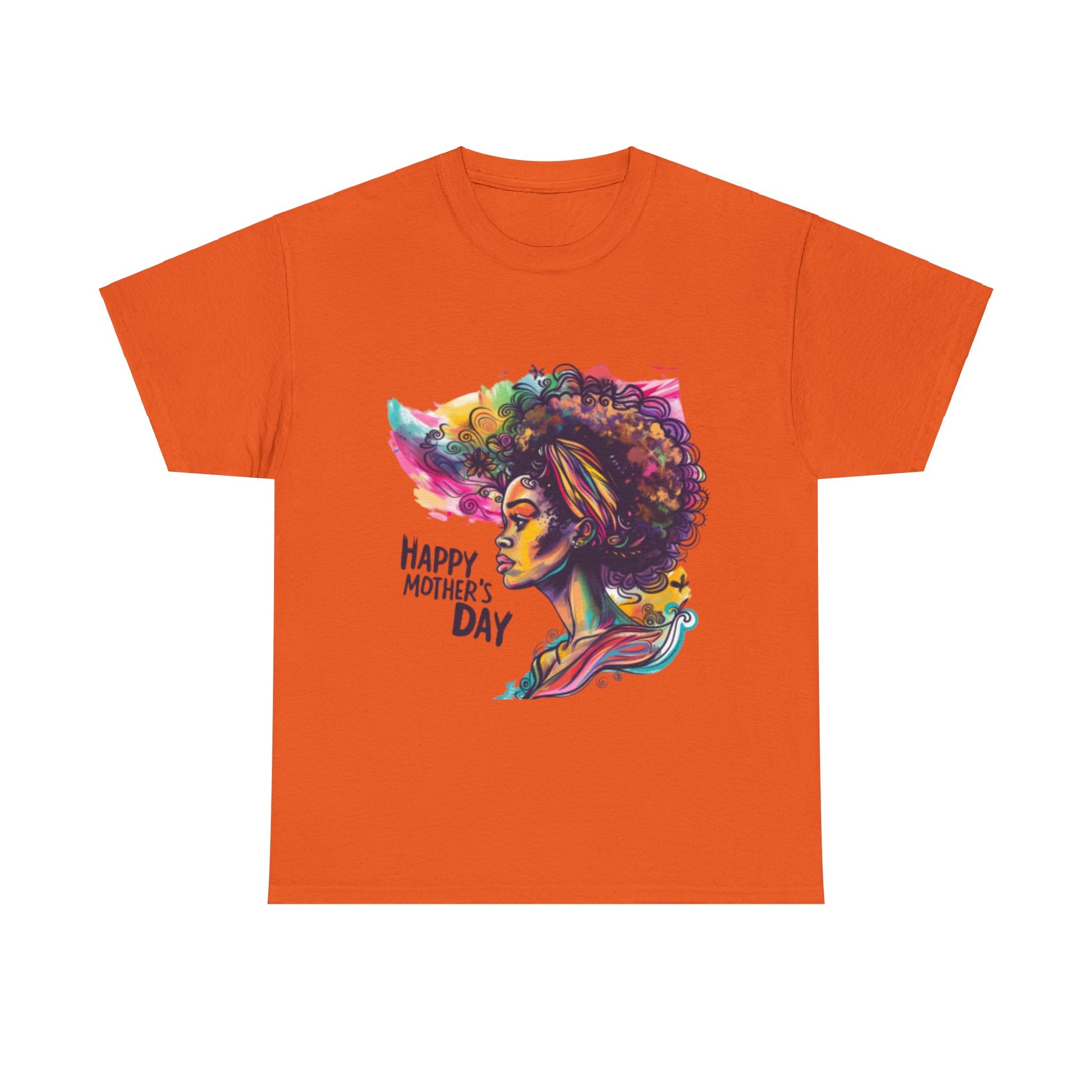 Happy Mother's Day African American Mom Graphic Unisex Heavy Cotton Tee Cotton Funny Humorous Graphic Soft Premium Unisex Men Women Orange T-shirt Birthday Gift-6