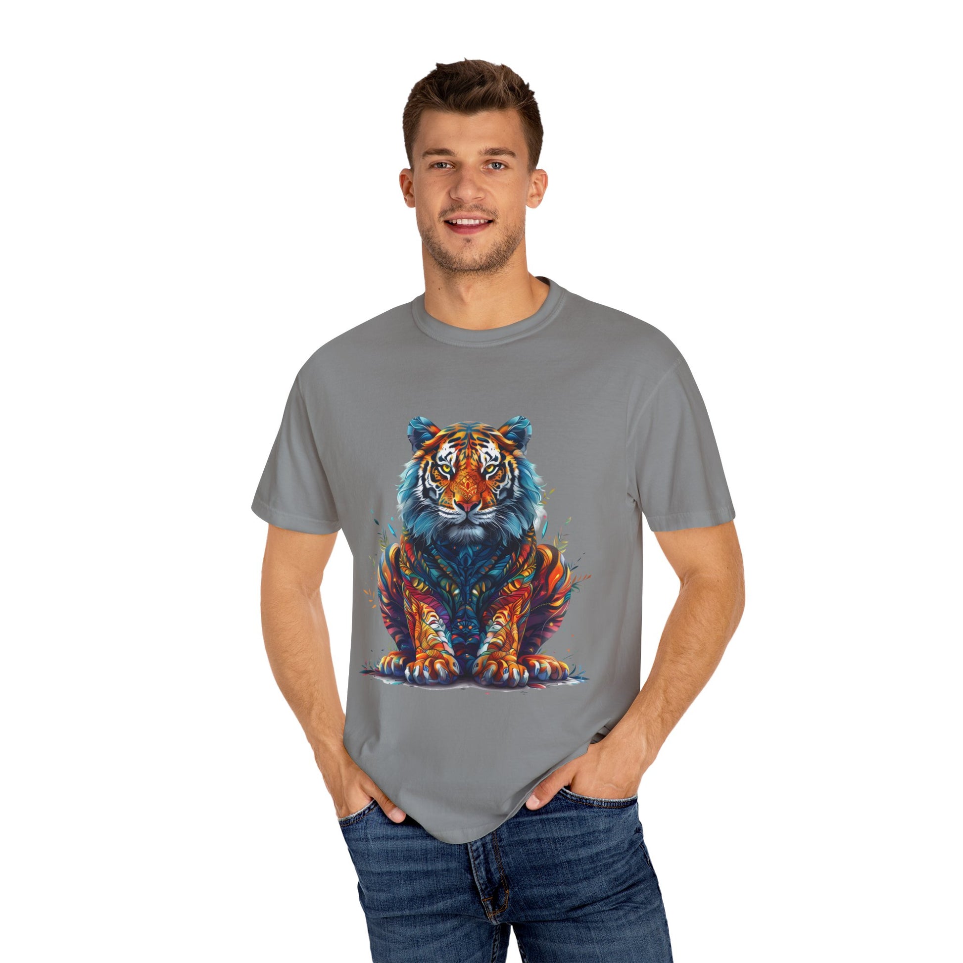 Lion Head Cool Graphic Design Novelty Unisex Garment-dyed T-shirt Cotton Funny Humorous Graphic Soft Premium Unisex Men Women Granite T-shirt Birthday Gift-27