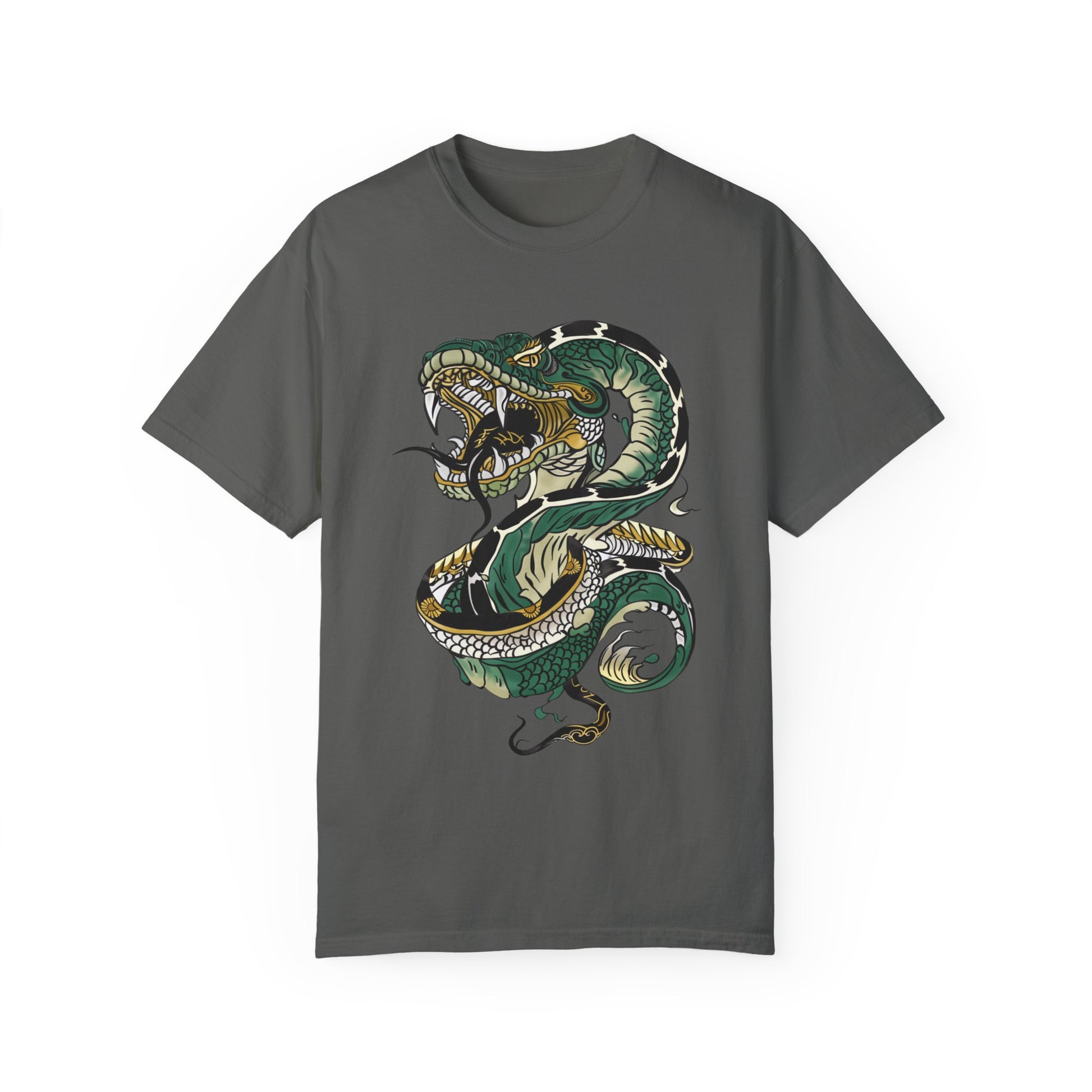 Irezumi Art King Cobra Snake Japanese Tattoo Style Graphic Unisex Garment-dyed T-shirt Cotton Funny Humorous Graphic Soft Premium Unisex Men Women Pepper T-shirt Birthday Gift-12