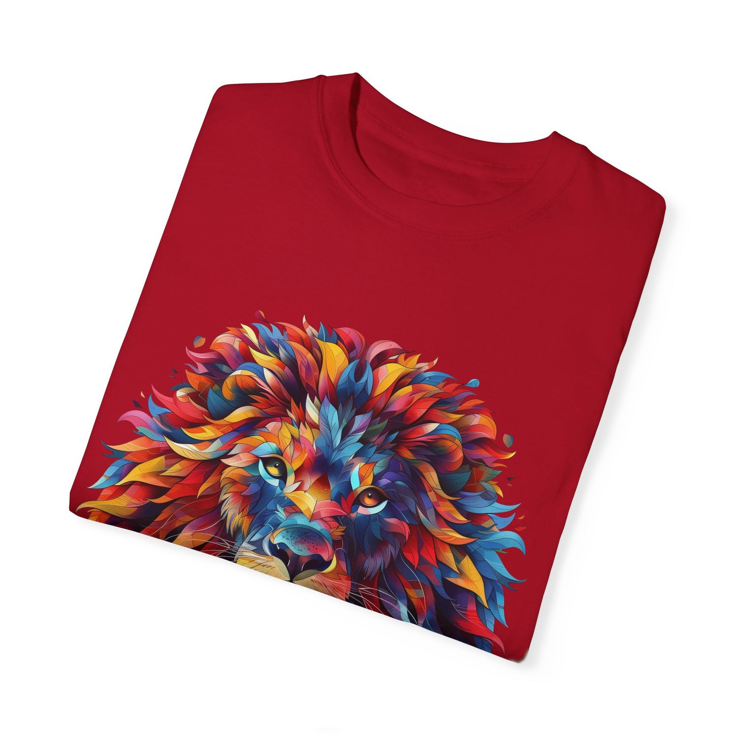 Lion Head Cool Graphic Design Novelty Unisex Garment-dyed T-shirt Cotton Funny Humorous Graphic Soft Premium Unisex Men Women Red T-shirt Birthday Gift-20