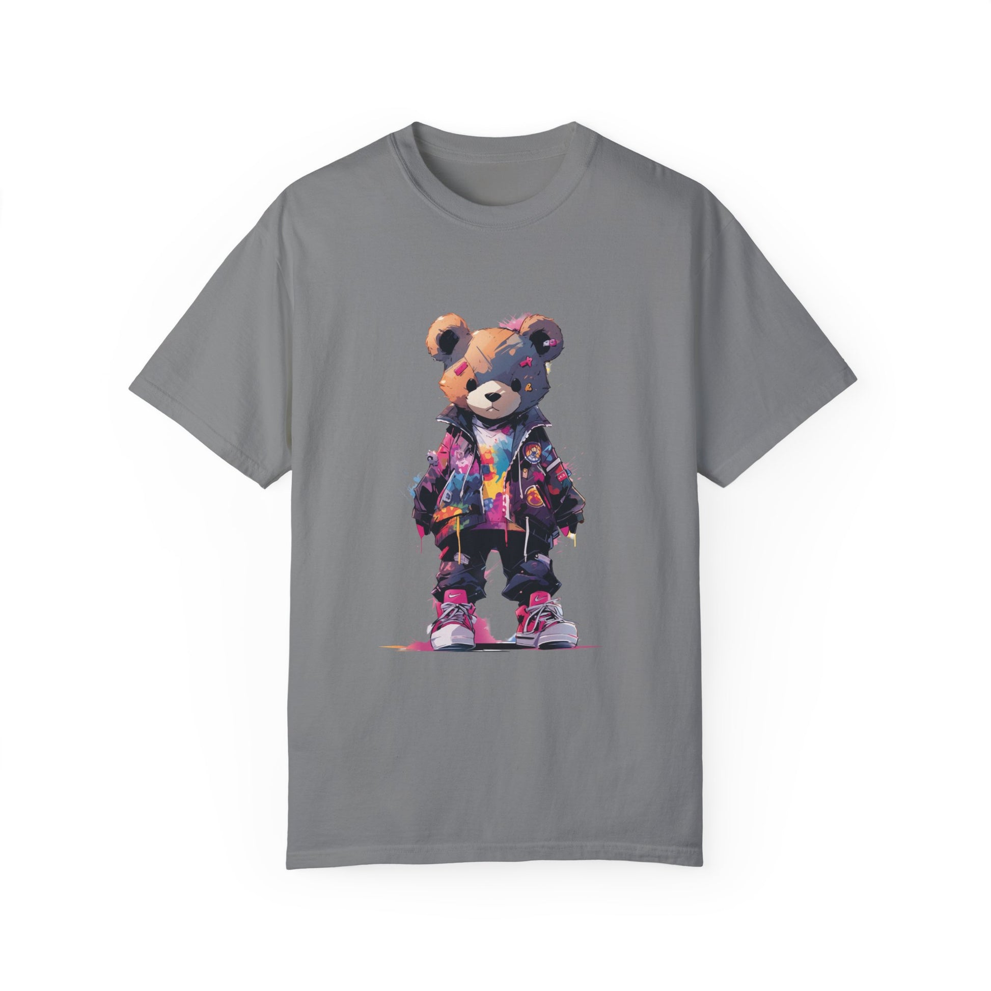 Hip Hop Teddy Bear Graphic Unisex Garment-dyed T-shirt Cotton Funny Humorous Graphic Soft Premium Unisex Men Women Grey T-shirt Birthday Gift-9