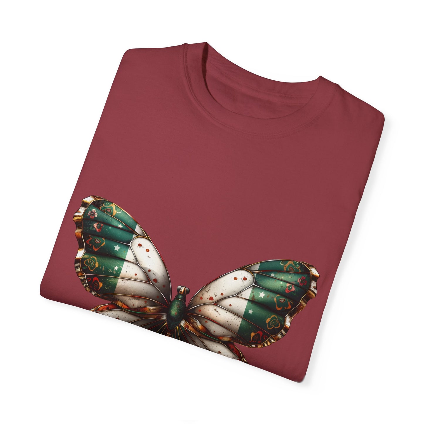 Mexican Pride Flag Butterfly Graphic Unisex Garment Dyed T-shirt Cotton Funny Humorous Graphic Soft Premium Unisex Men Women Chili T-shirt Birthday Gift-35