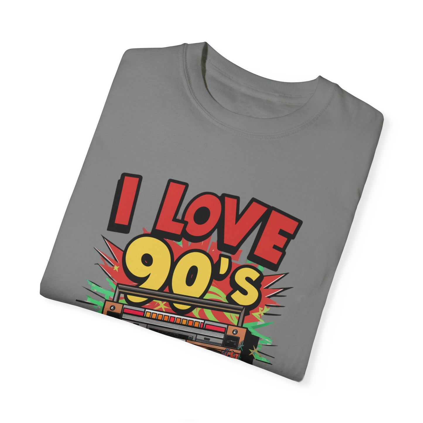 I Love 90's Hip Hop Graphic Unisex Garment-dyed T-shirt Cotton Funny Humorous Graphic Soft Premium Unisex Men Women Grey T-shirt Birthday Gift-41