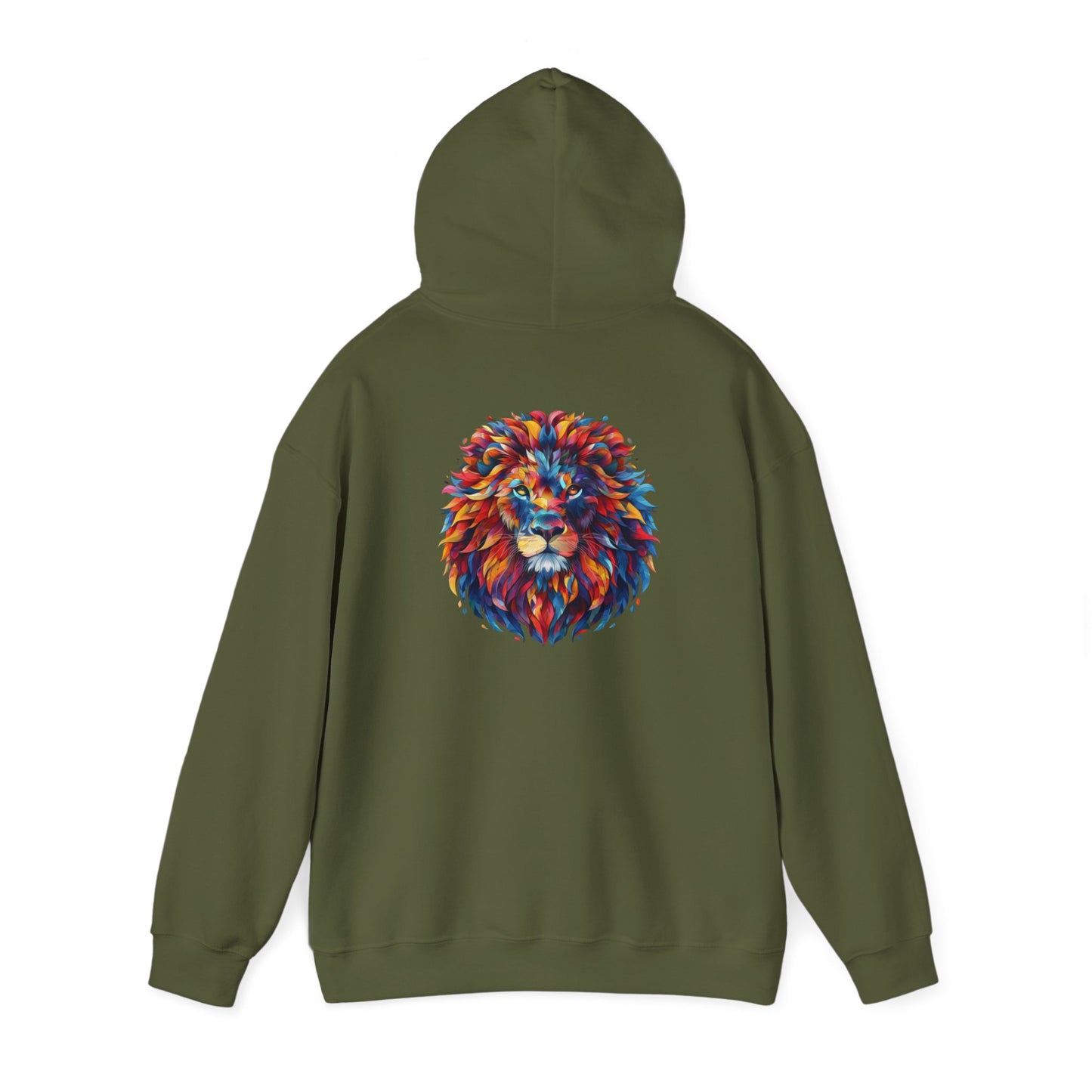 Lion Head Graphic Unisex Heavy Blend™ Hooded Sweatshirt Cotton Funny Humorous Graphic Soft Premium Unisex Men Women Military Green Hooded Sweatshirt Birthday Gift-39