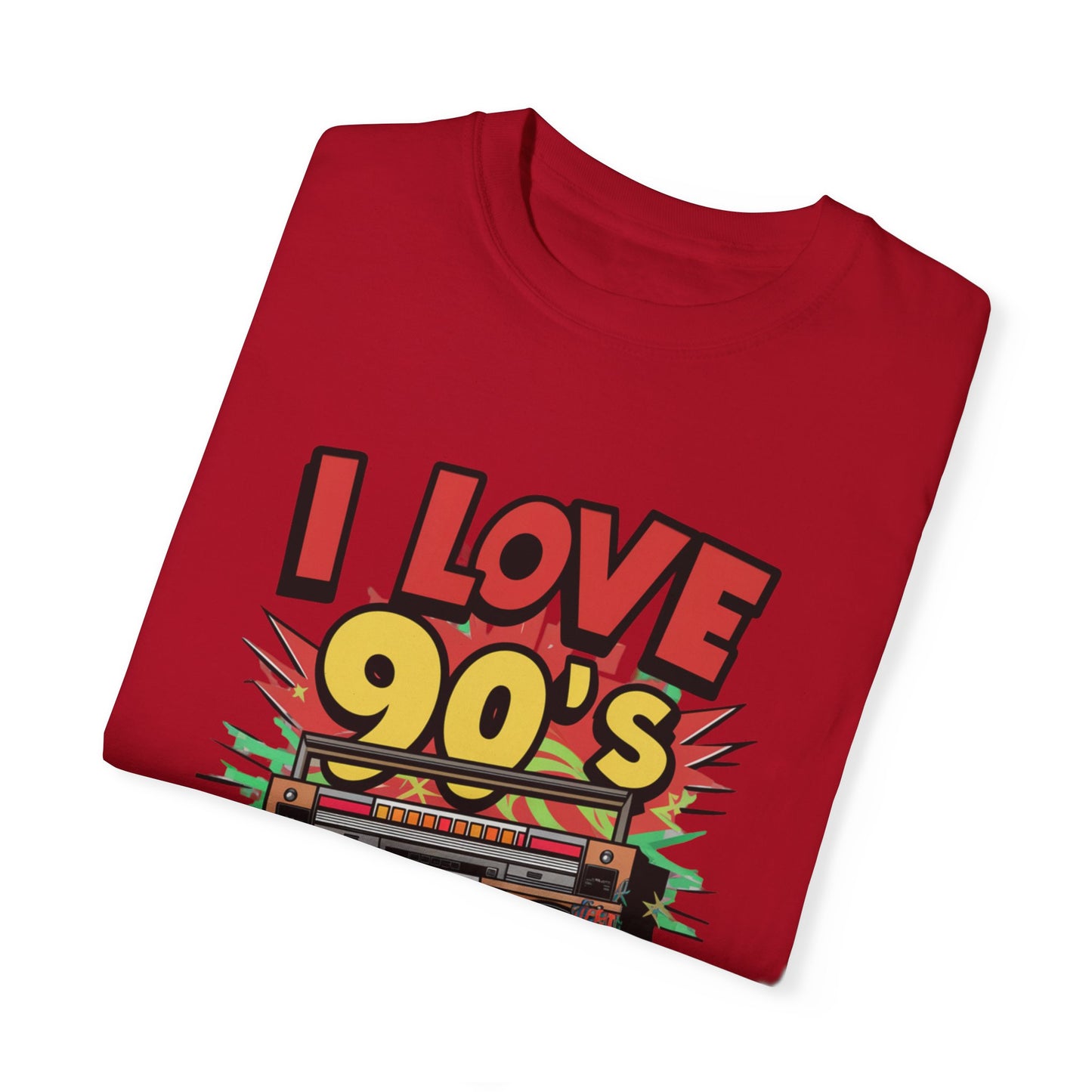 I Love 90's Hip Hop Graphic Unisex Garment-dyed T-shirt Cotton Funny Humorous Graphic Soft Premium Unisex Men Women Red T-shirt Birthday Gift-20