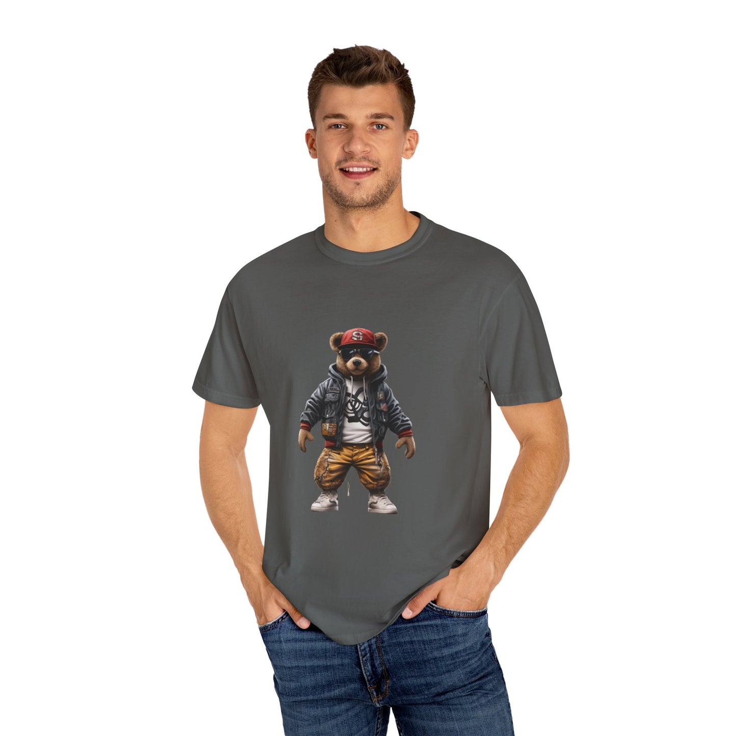 Hip Hop Teddy Bear Graphic Unisex Garment-dyed T-shirt Cotton Funny Humorous Graphic Soft Premium Unisex Men Women Pepper T-shirt Birthday Gift-51