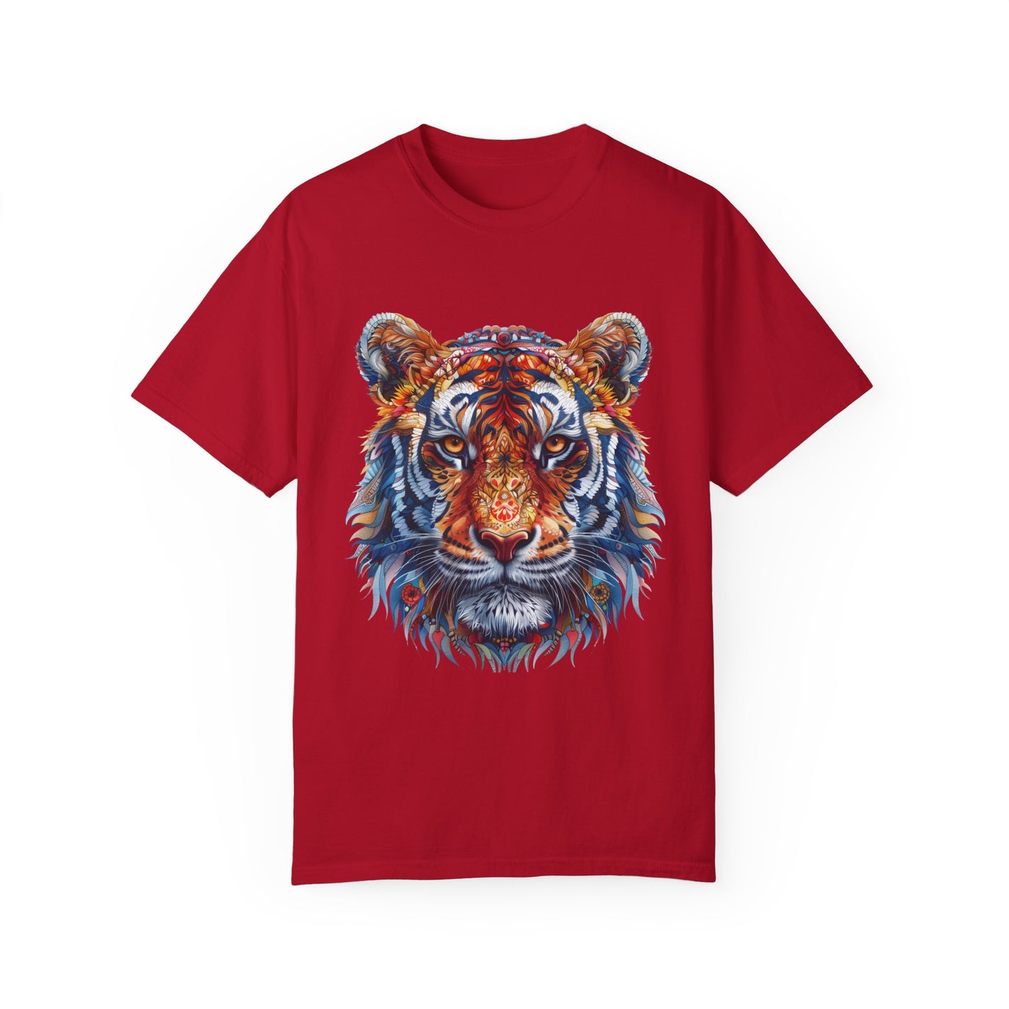 Lion Head Cool Graphic Design Novelty Unisex Garment-dyed T-shirt Cotton Funny Humorous Graphic Soft Premium Unisex Men Women Red T-shirt Birthday Gift-2