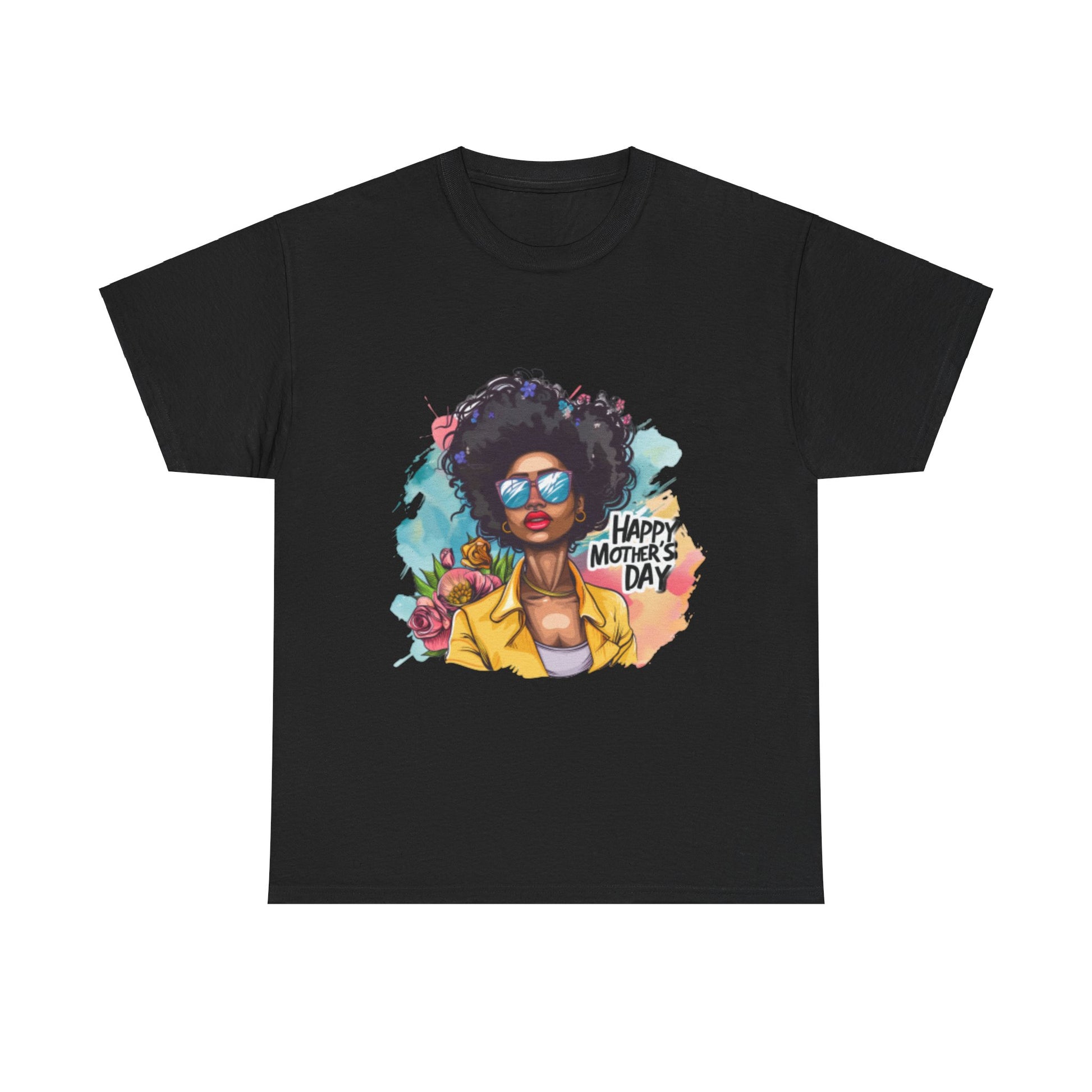 Happy Mother's Day African American Mom Graphic Unisex Heavy Cotton Tee Cotton Funny Humorous Graphic Soft Premium Unisex Men Women Black T-shirt Birthday Gift-1