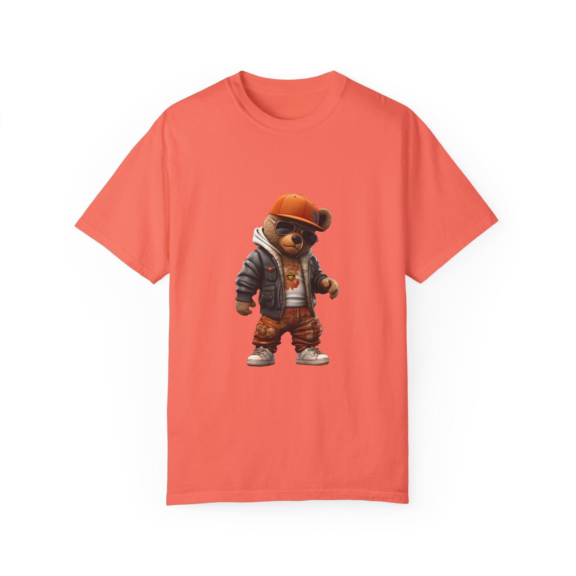 Hip Hop Teddy Bear Graphic Unisex Garment-dyed T-shirt Cotton Funny Humorous Graphic Soft Premium Unisex Men Women Bright Salmon T-shirt Birthday Gift-6