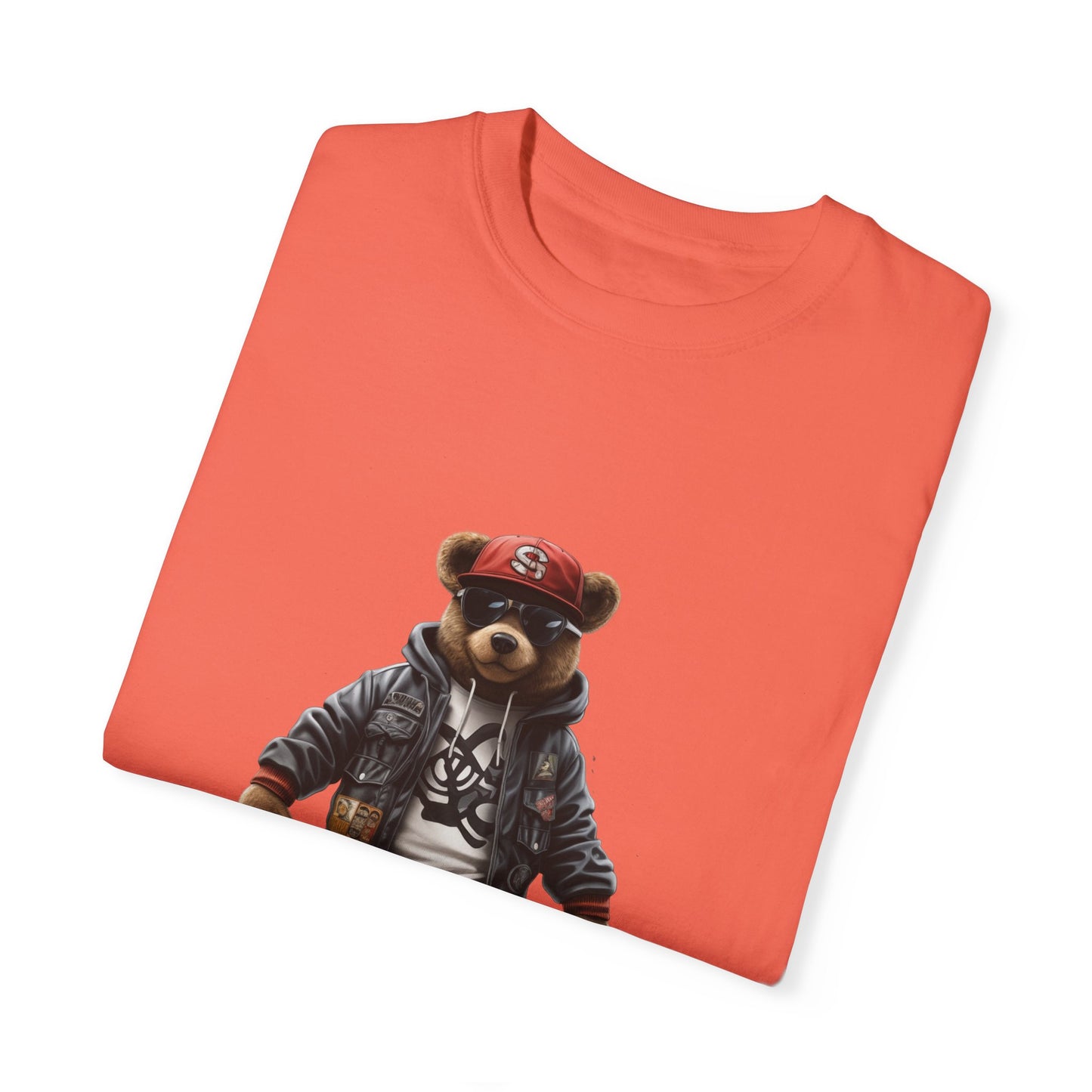 Hip Hop Teddy Bear Graphic Unisex Garment-dyed T-shirt Cotton Funny Humorous Graphic Soft Premium Unisex Men Women Bright Salmon T-shirt Birthday Gift-32