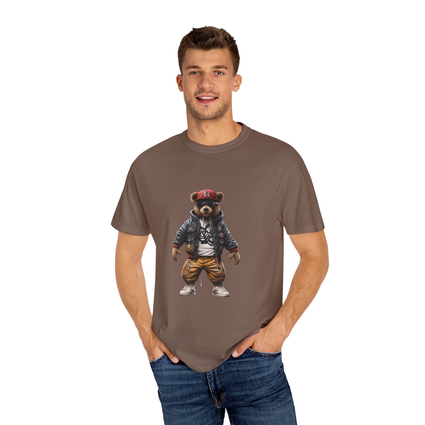 Hip Hop Teddy Bear Graphic Unisex Garment-dyed T-shirt Cotton Funny Humorous Graphic Soft Premium Unisex Men Women Espresso T-shirt Birthday Gift-60