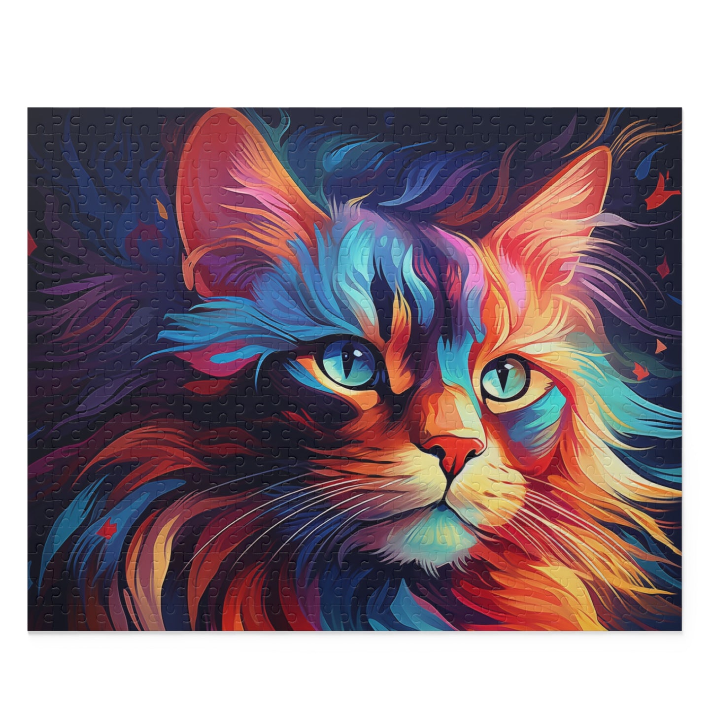 Vibrant Abstract Watercolor Cat Jigsaw Puzzle for Boys, Girls, Kids Adult Birthday Business Jigsaw Puzzle Gift for Him Funny Humorous Indoor Outdoor Game Gift For Her Online-1
