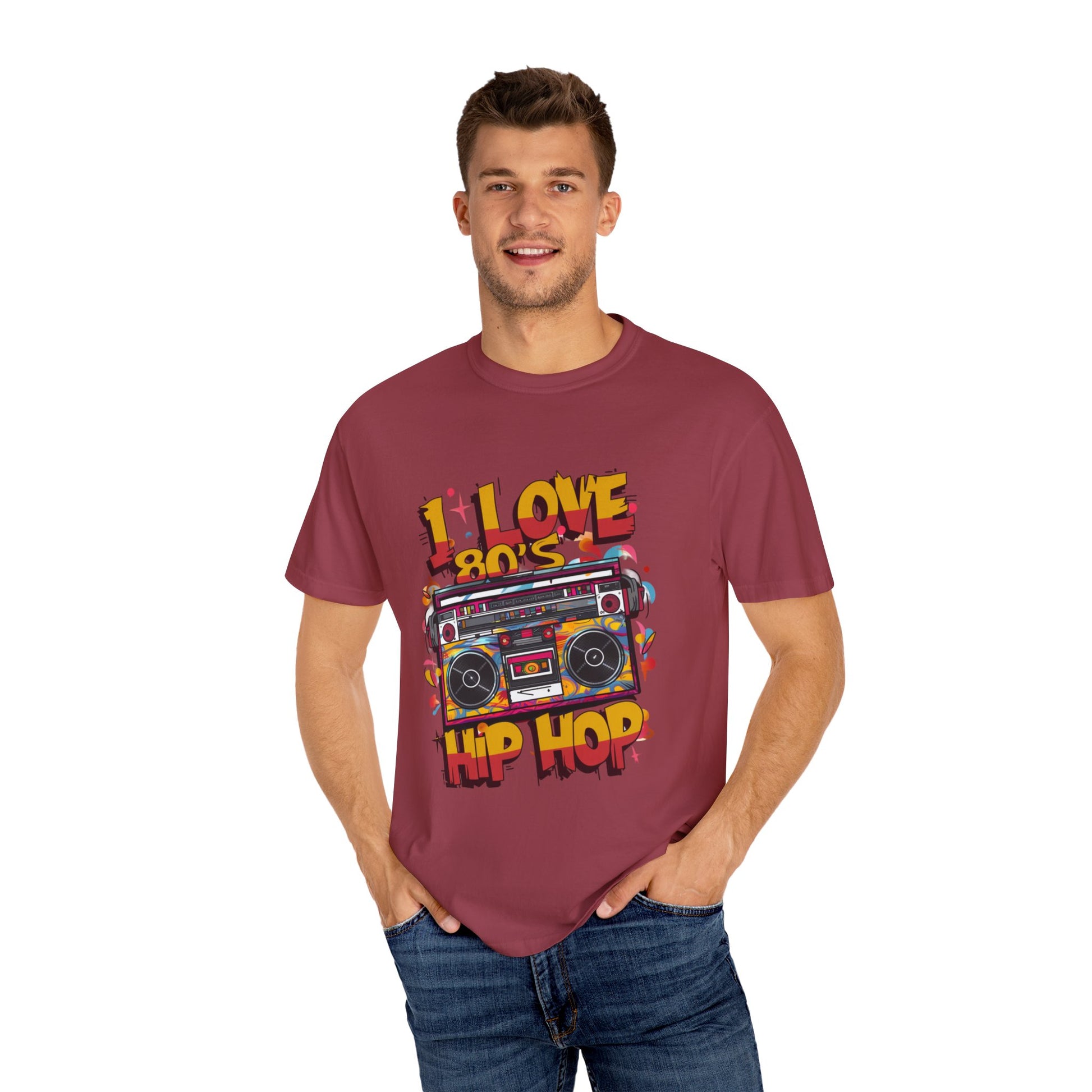 I Love 80's Hip Hop Graphic Unisex Garment-dyed T-shirt Cotton Funny Humorous Graphic Soft Premium Unisex Men Women Chili T-shirt Birthday Gift-36