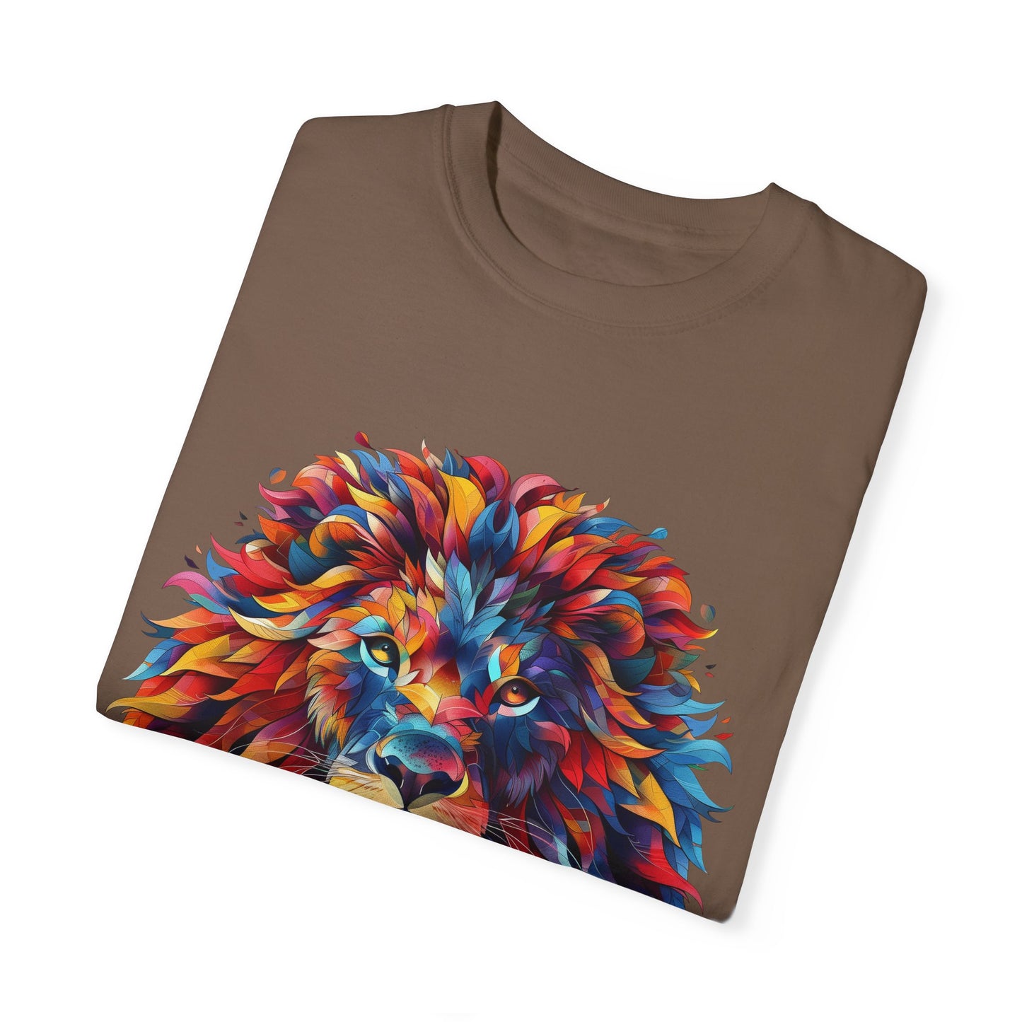 Lion Head Cool Graphic Design Novelty Unisex Garment-dyed T-shirt Cotton Funny Humorous Graphic Soft Premium Unisex Men Women Espresso T-shirt Birthday Gift-59
