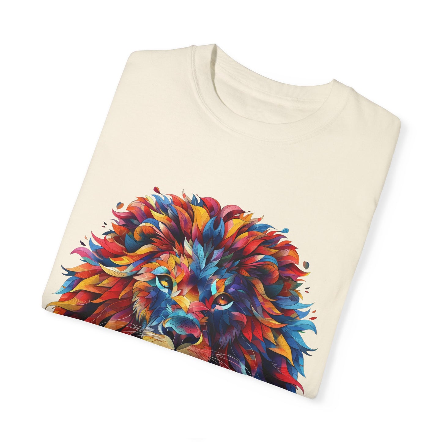 Lion Head Cool Graphic Design Novelty Unisex Garment-dyed T-shirt Cotton Funny Humorous Graphic Soft Premium Unisex Men Women Ivory T-shirt Birthday Gift-44