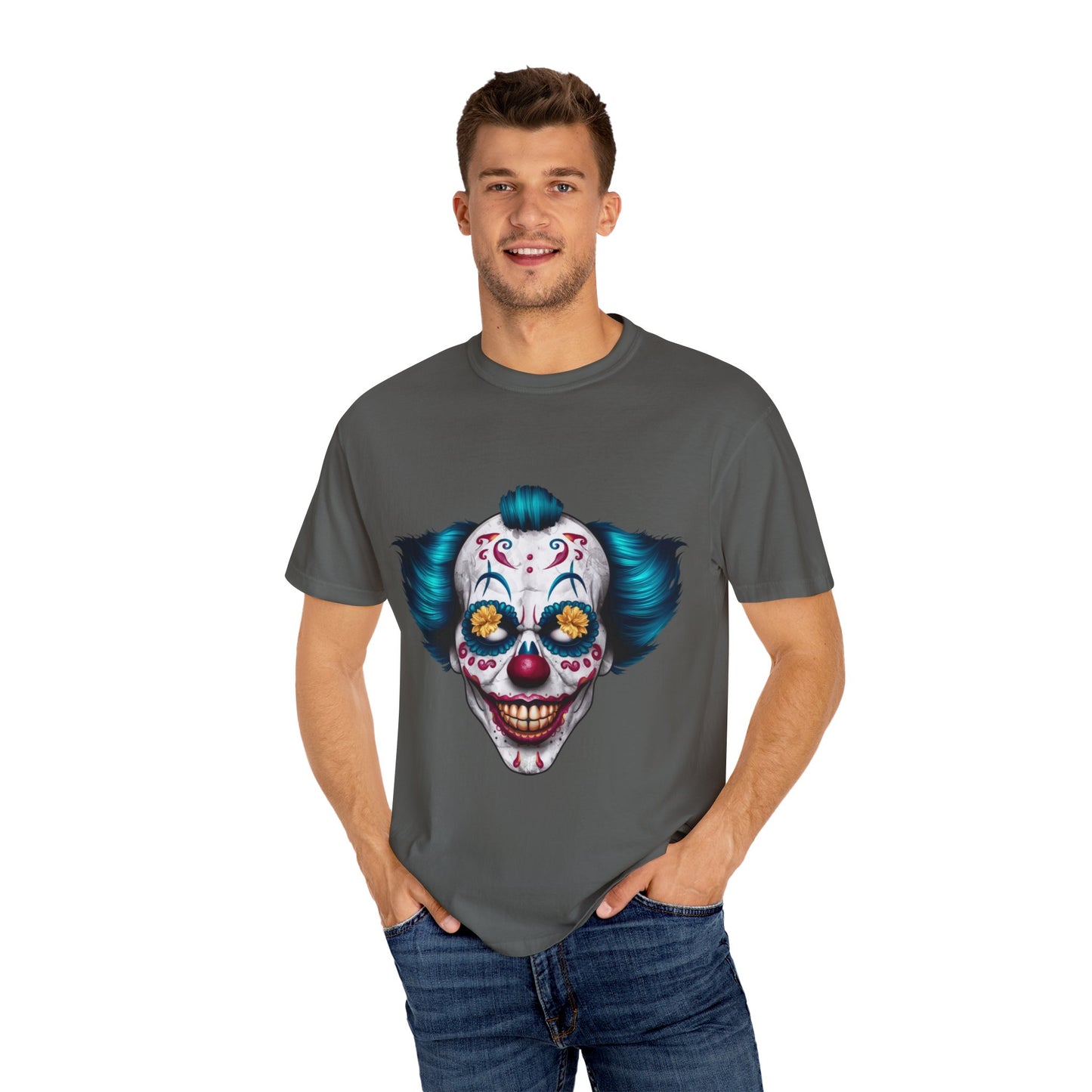 Funny Horror Scary Clown Face Urban Sarcastic Graphic Unisex Garment Dyed T-shirt Cotton Funny Humorous Graphic Soft Premium Unisex Men Women Pepper T-shirt Birthday Gift-51