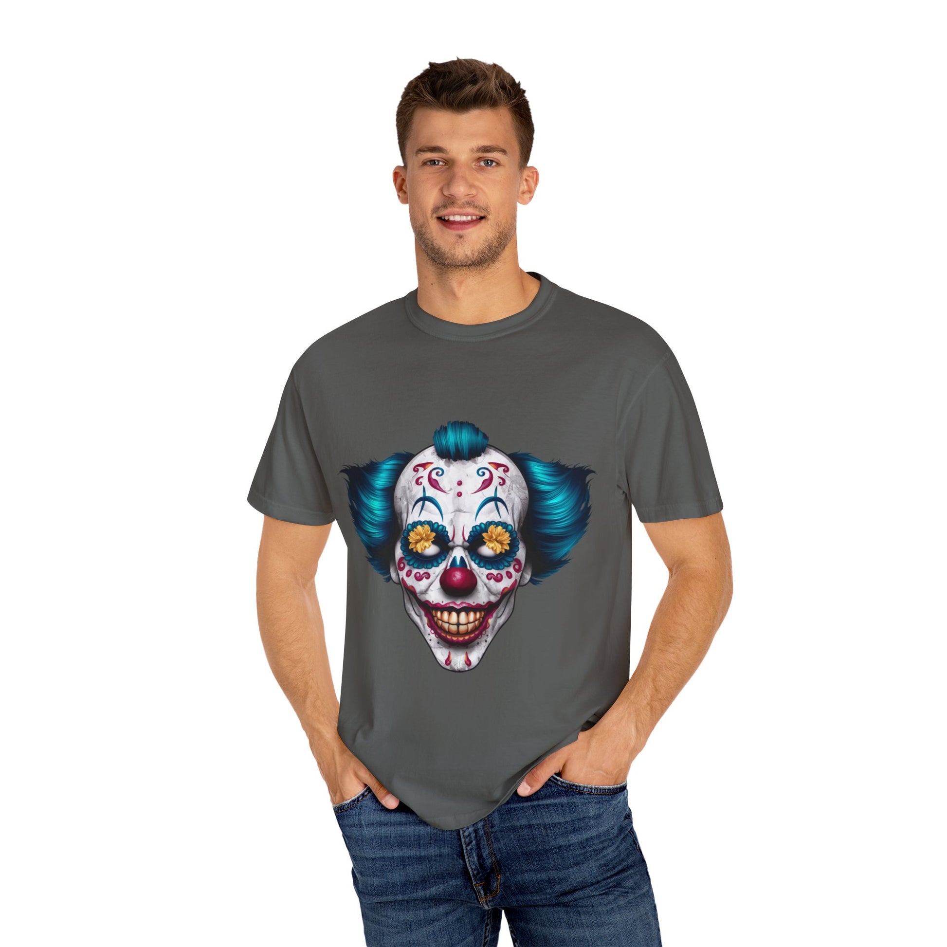 Funny Horror Scary Clown Face Urban Sarcastic Graphic Unisex Garment Dyed T-shirt Cotton Funny Humorous Graphic Soft Premium Unisex Men Women Pepper T-shirt Birthday Gift-51