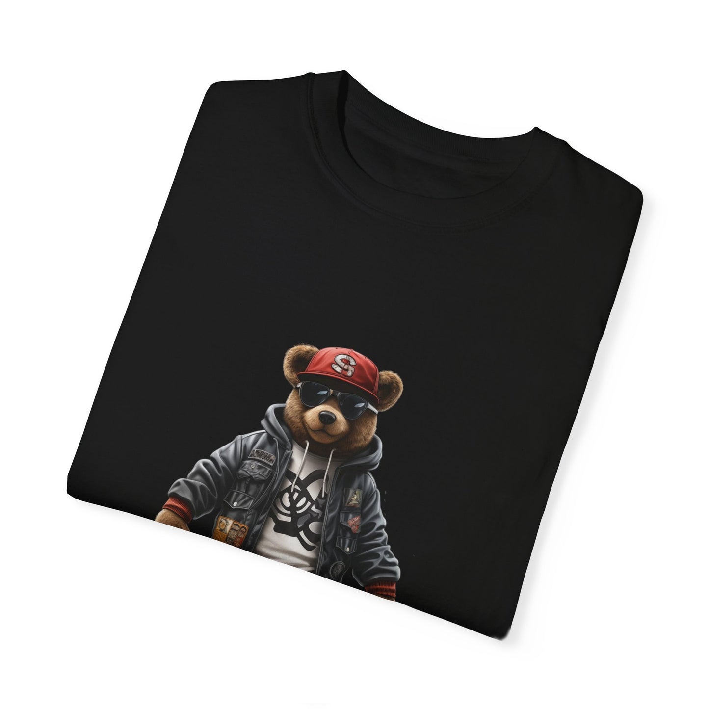 Hip Hop Teddy Bear Graphic Unisex Garment-dyed T-shirt Cotton Funny Humorous Graphic Soft Premium Unisex Men Women Black T-shirt Birthday Gift-17