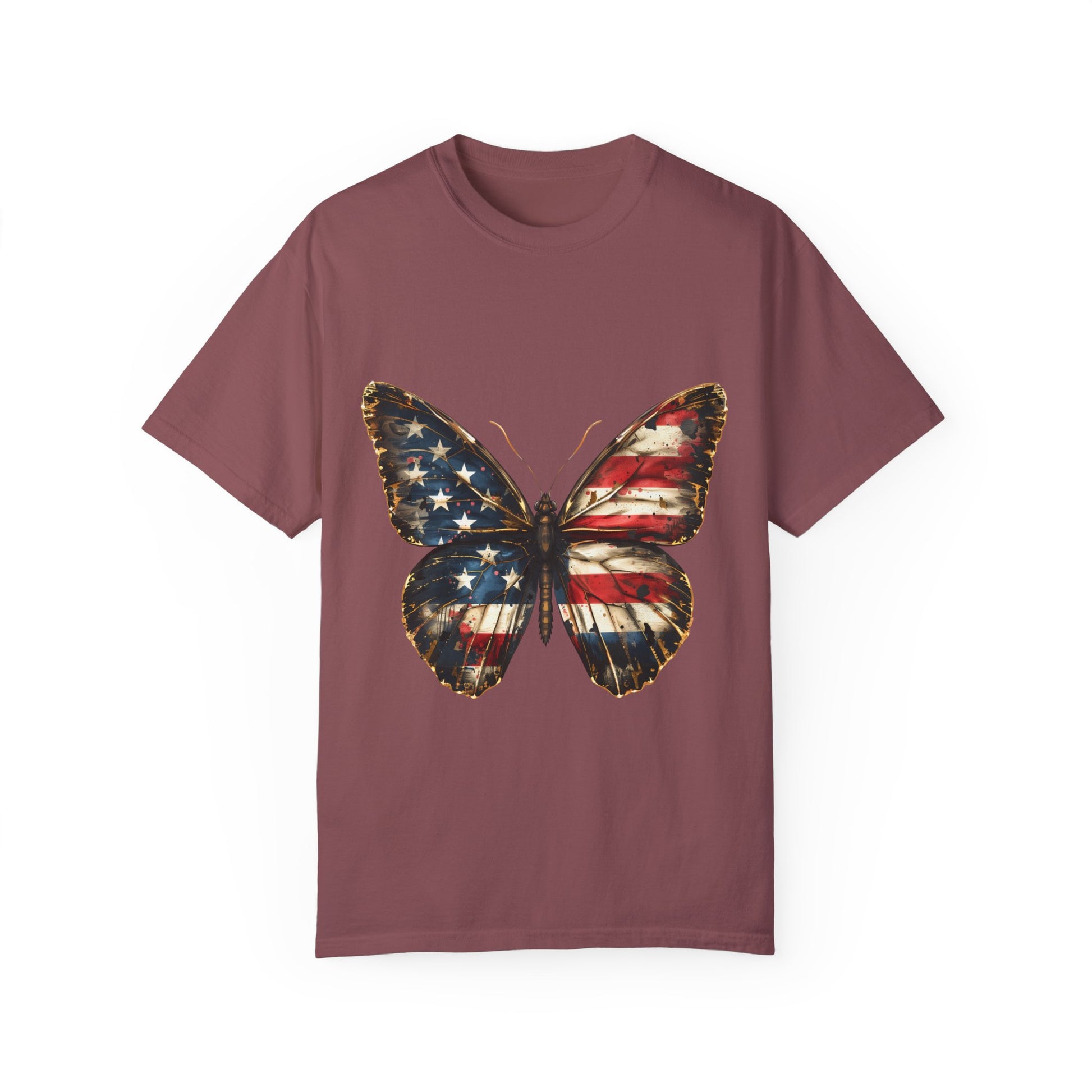American Flag Butterfly Graphic Unisex Garment Dyed T-shirt Cotton Funny Humorous Graphic Soft Premium Unisex Men Women Brick T-shirt Birthday Gift-5
