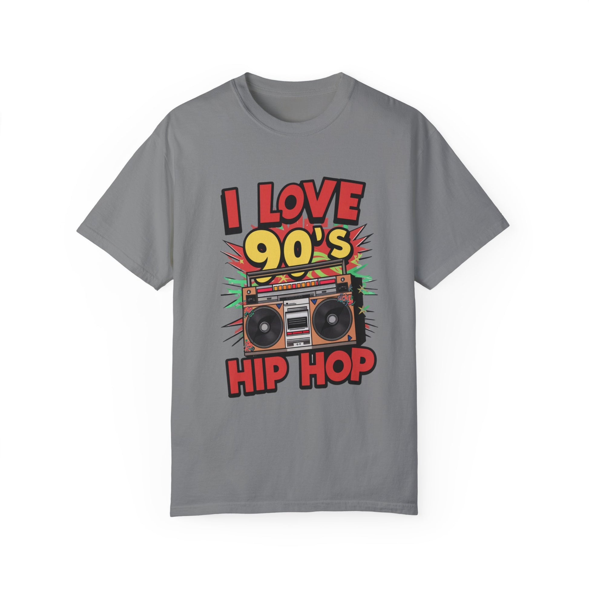 I Love 90's Hip Hop Graphic Unisex Garment-dyed T-shirt Cotton Funny Humorous Graphic Soft Premium Unisex Men Women Grey T-shirt Birthday Gift-9