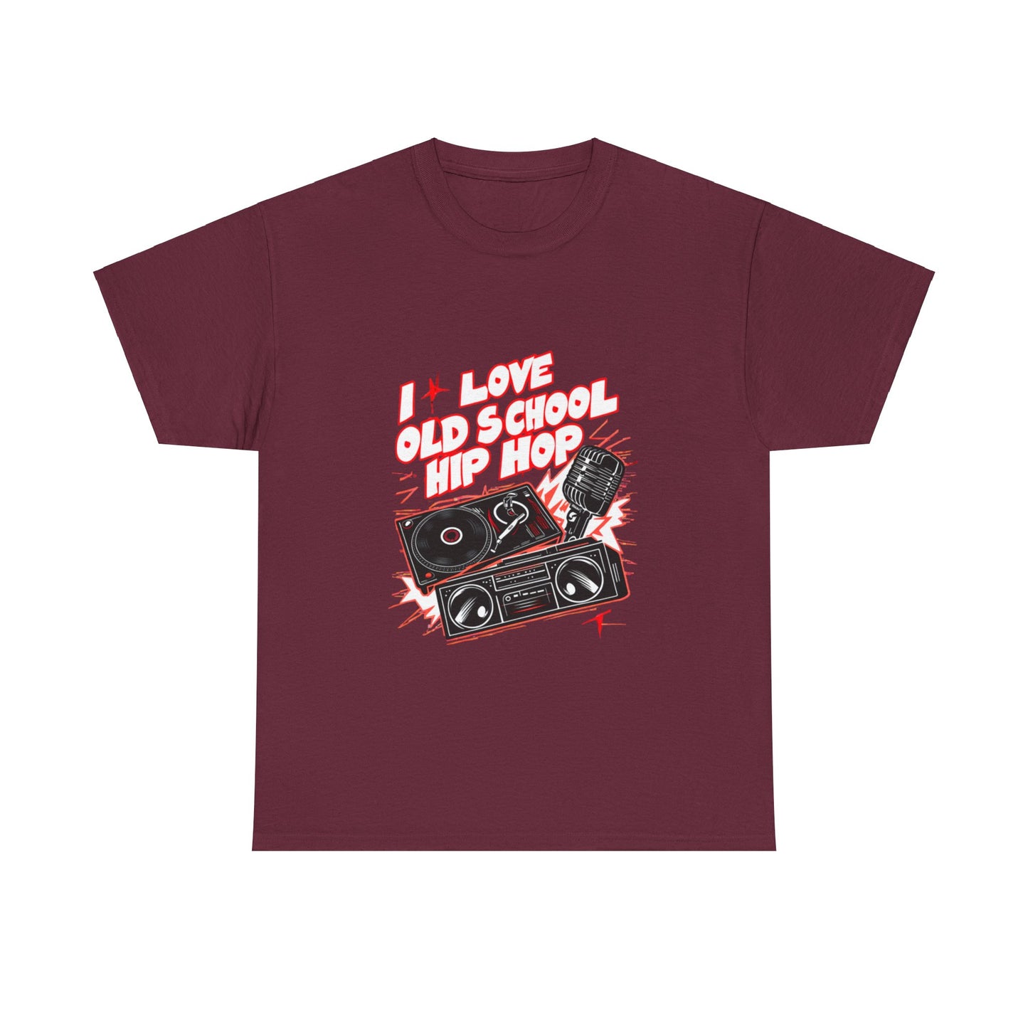 I Love Old School Hip Hop Urban Graphic Unisex Heavy Cotton Tee Cotton Funny Humorous Graphic Soft Premium Unisex Men Women Maroon T-shirt Birthday Gift-5