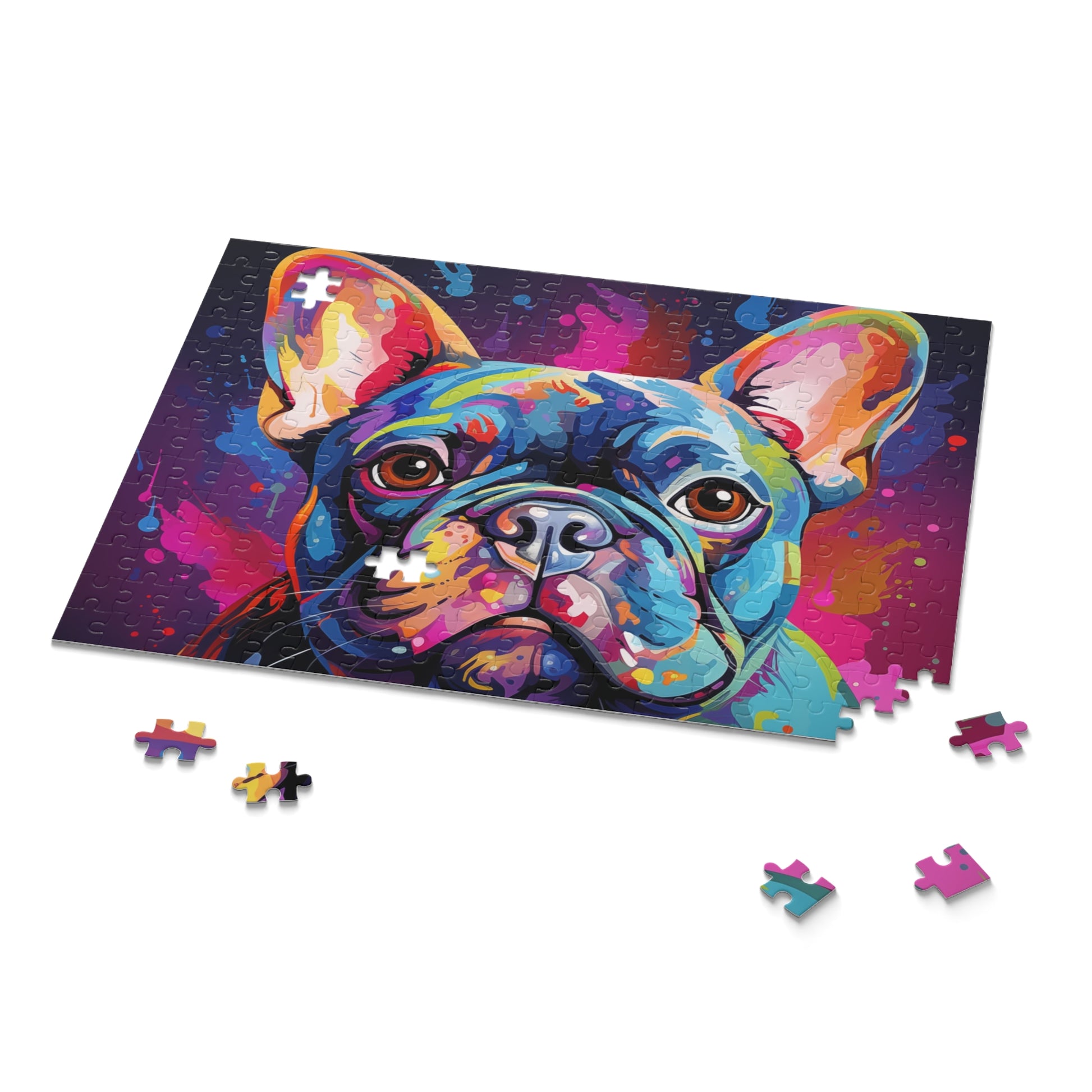 Oil Paint Watercolor Abstract Frenchie Dog Jigsaw Puzzle Adult Birthday Business Jigsaw Puzzle Gift for Him Funny Humorous Indoor Outdoor Game Gift For Her Online-9