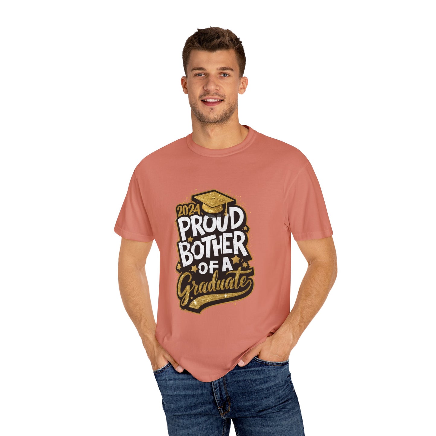 Proud Brother of a 2024 Graduate Unisex Garment-dyed T-shirt Cotton Funny Humorous Graphic Soft Premium Unisex Men Women Terracotta T-shirt Birthday Gift-57