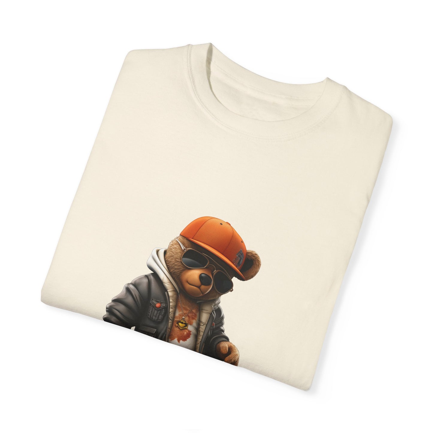 Hip Hop Teddy Bear Graphic Unisex Garment-dyed T-shirt Cotton Funny Humorous Graphic Soft Premium Unisex Men Women Ivory T-shirt Birthday Gift-44