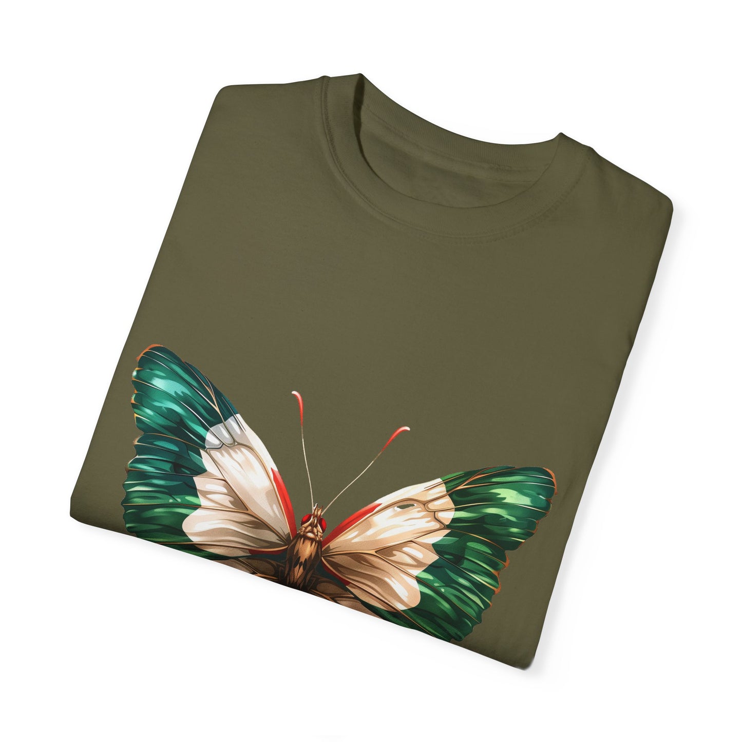 Mexico Flag Butterfly Graphic Unisex Garment Dyed T-shirt Cotton Funny Humorous Graphic Soft Premium Unisex Men Women Sage T-shirt Birthday Gift-53