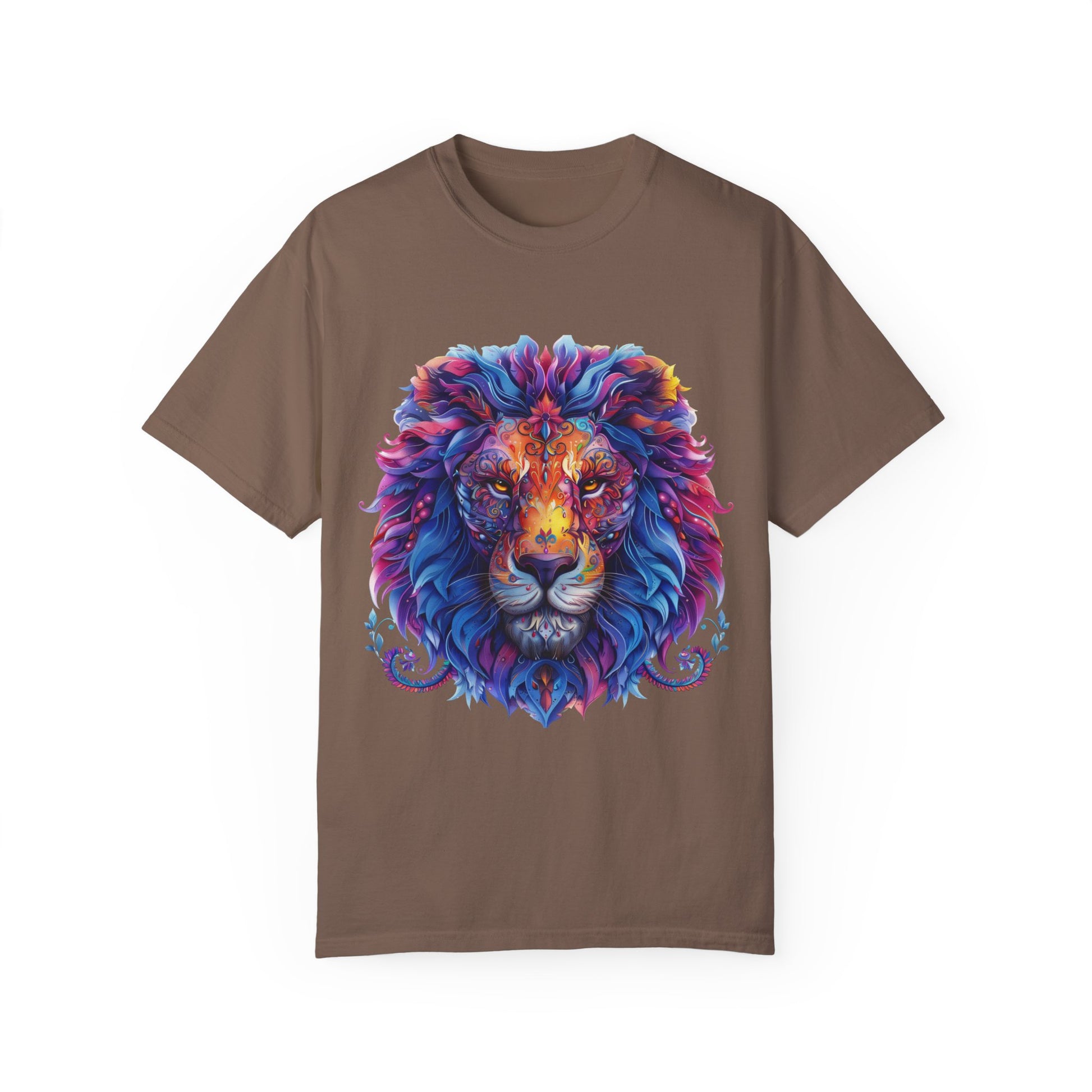 Lion Head Cool Graphic Design Novelty Unisex Garment-dyed T-shirt Cotton Funny Humorous Graphic Soft Premium Unisex Men Women Espresso T-shirt Birthday Gift-15