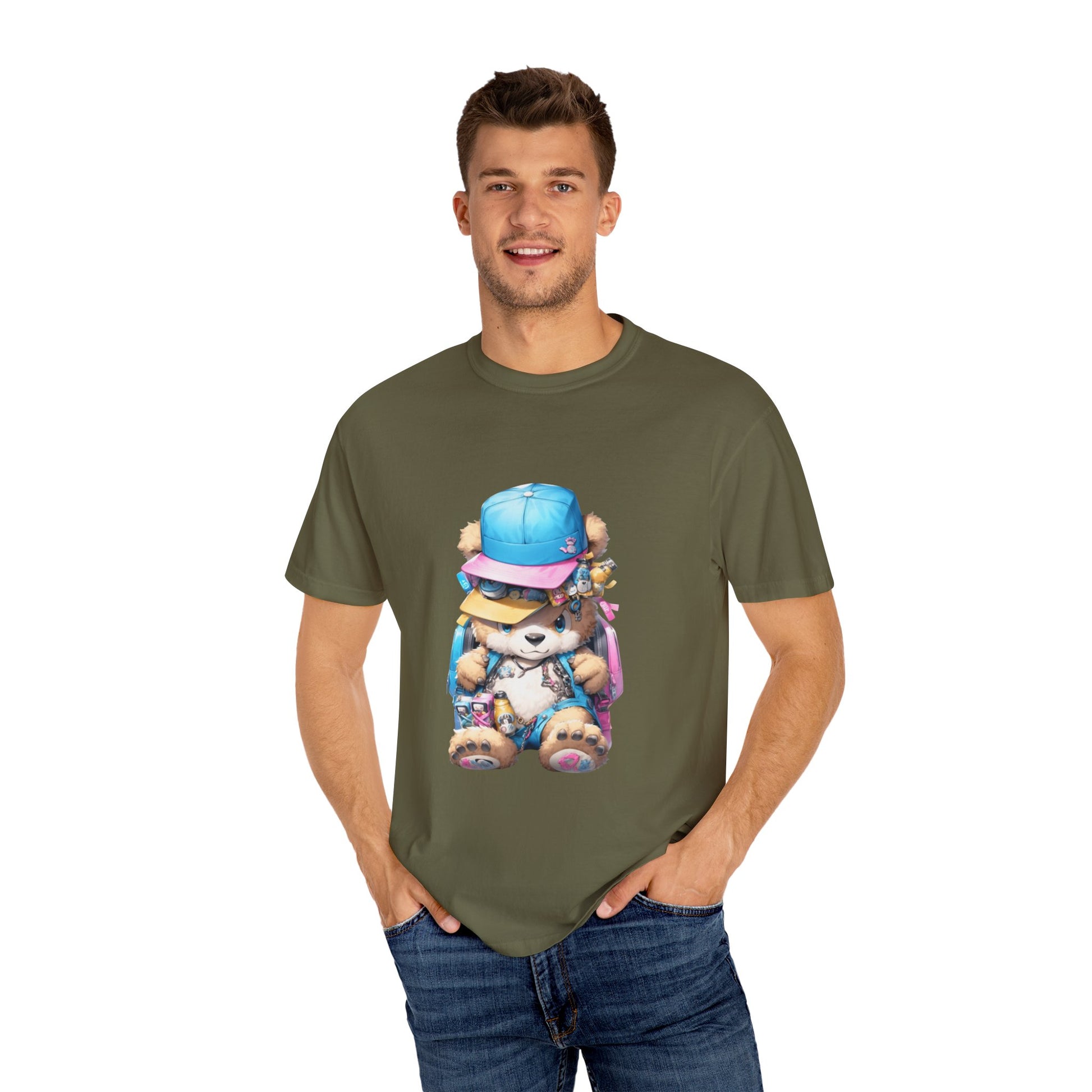 Hip Hop Teddy Bear Graphic Unisex Garment-dyed T-shirt Cotton Funny Humorous Graphic Soft Premium Unisex Men Women Sage T-shirt Birthday Gift-54