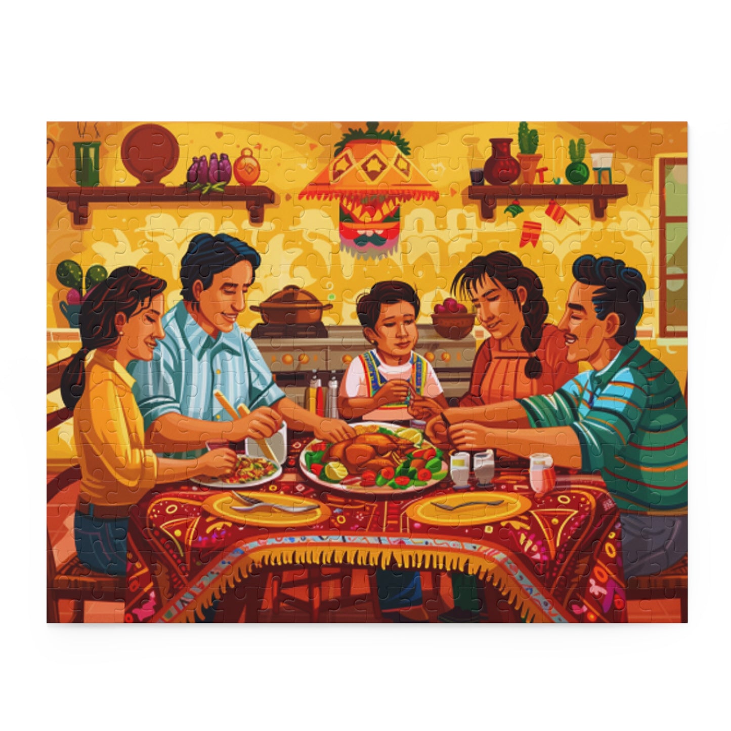 Mexican Family Member Sitting Retro Art Jigsaw Puzzle Adult Birthday Business Jigsaw Puzzle Gift for Him Funny Humorous Indoor Outdoor Game Gift For Her Online-3