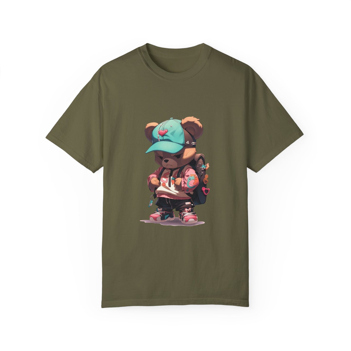 Hip Hop Teddy Bear Graphic Unisex Garment-dyed T-shirt Cotton Funny Humorous Graphic Soft Premium Unisex Men Women Sage T-shirt Birthday Gift-13