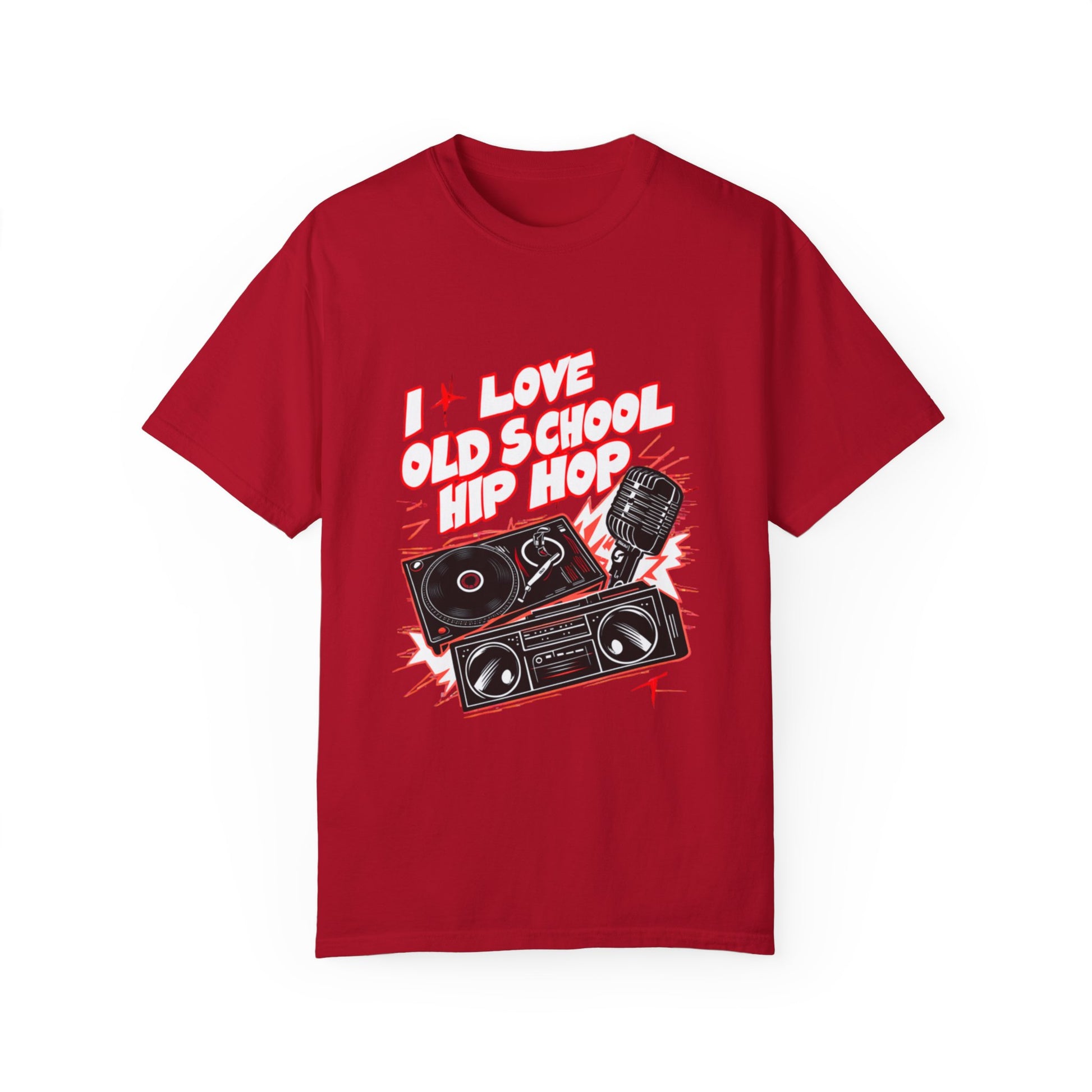 I Love Old School Hip Hop Graphic Unisex Garment-dyed T-shirt Cotton Funny Humorous Graphic Soft Premium Unisex Men Women Red T-shirt Birthday Gift-2