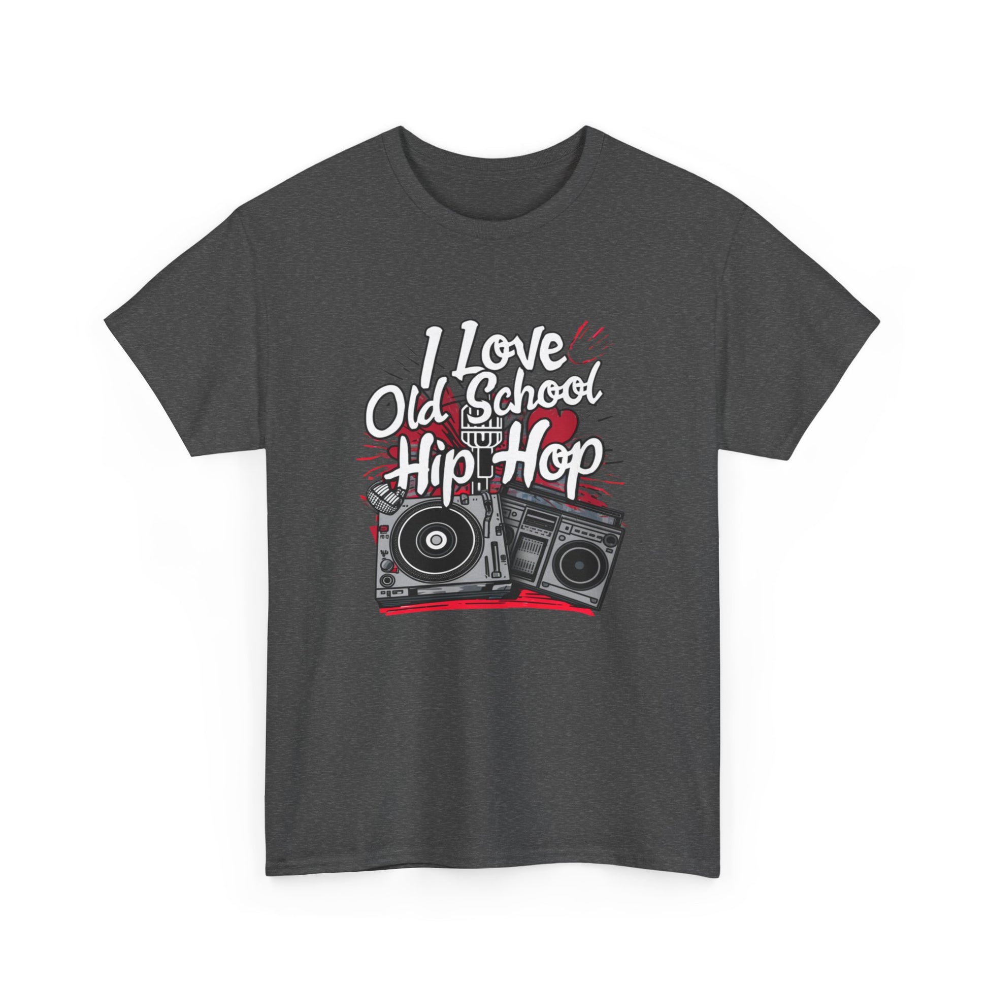 I Love Old School Hip Hop Urban Graphic Unisex Heavy Cotton Tee Cotton Funny Humorous Graphic Soft Premium Unisex Men Women Dark Heather T-shirt Birthday Gift-24