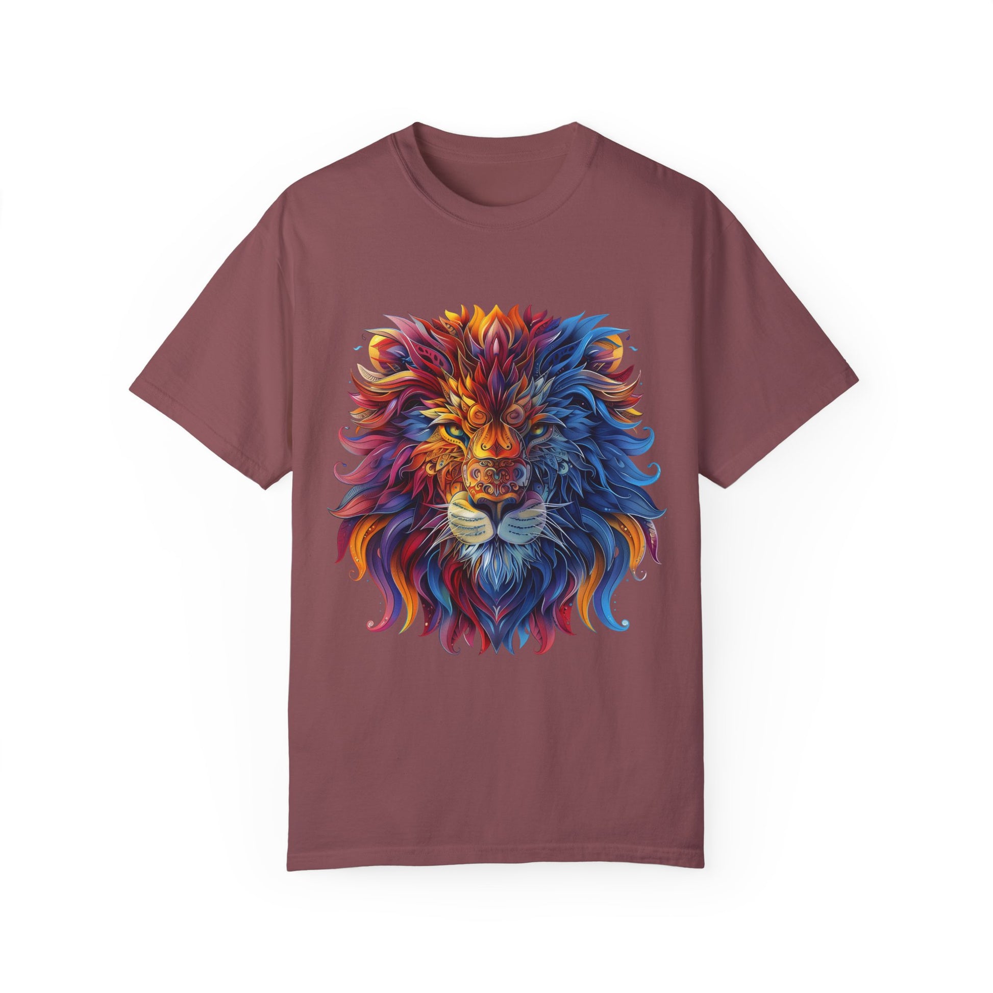 Lion Head Cool Graphic Design Novelty Unisex Garment-dyed T-shirt Cotton Funny Humorous Graphic Soft Premium Unisex Men Women Brick T-shirt Birthday Gift-5