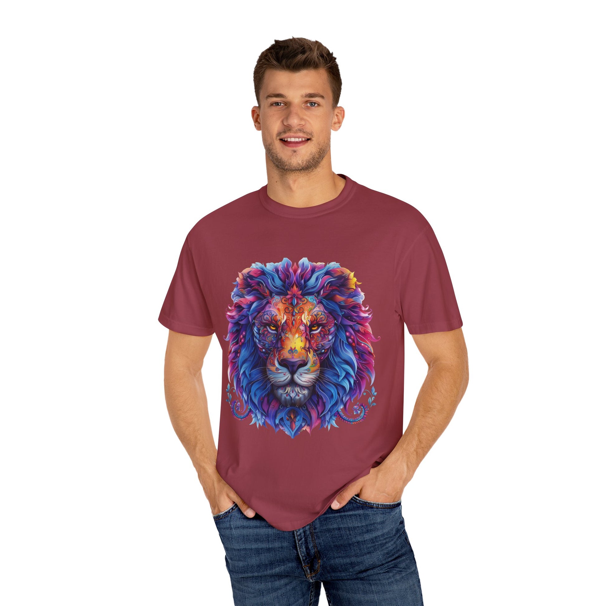 Lion Head Cool Graphic Design Novelty Unisex Garment-dyed T-shirt Cotton Funny Humorous Graphic Soft Premium Unisex Men Women Chili T-shirt Birthday Gift-36