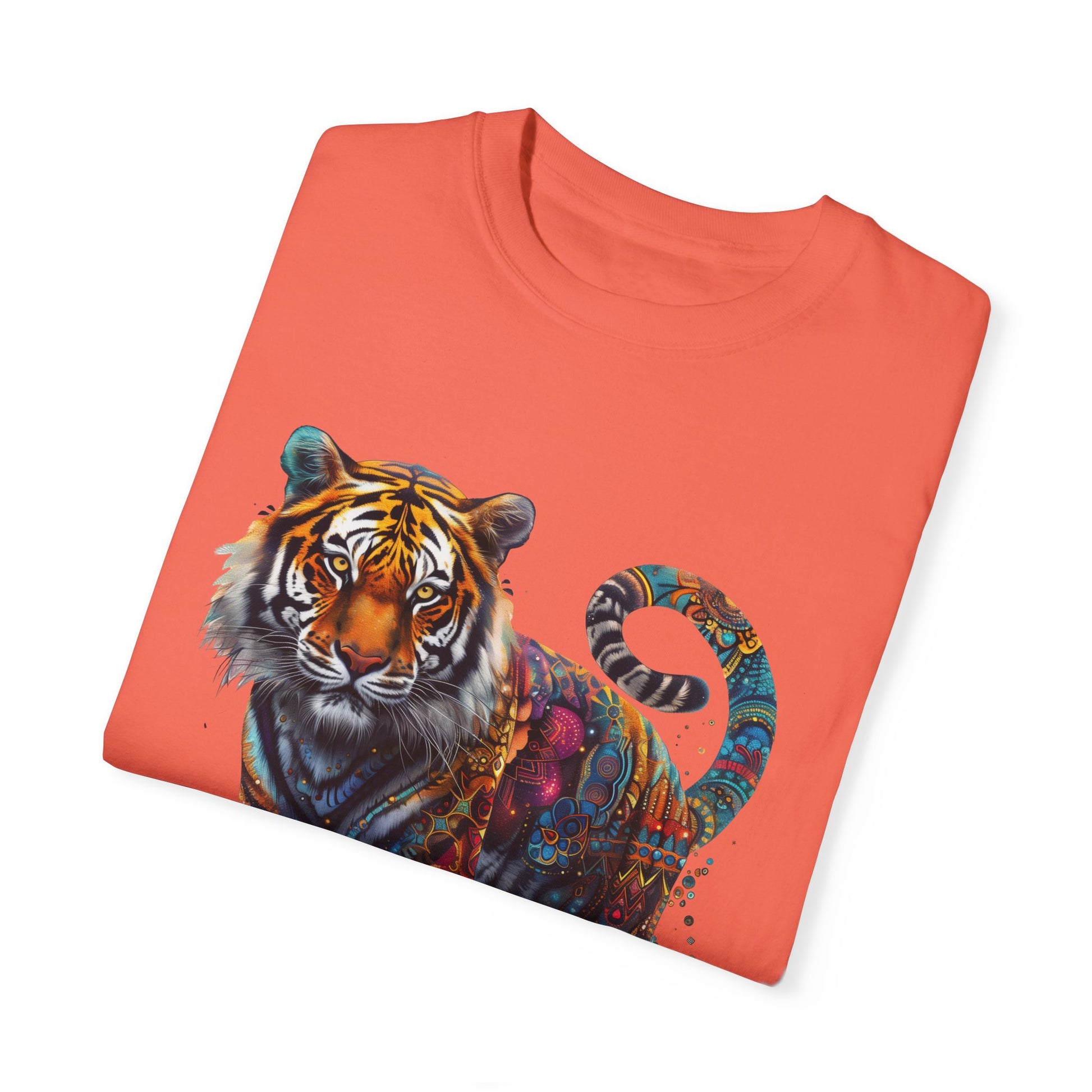 Lion Head Cool Graphic Design Novelty Unisex Garment-dyed T-shirt Cotton Funny Humorous Graphic Soft Premium Unisex Men Women Bright Salmon T-shirt Birthday Gift-32