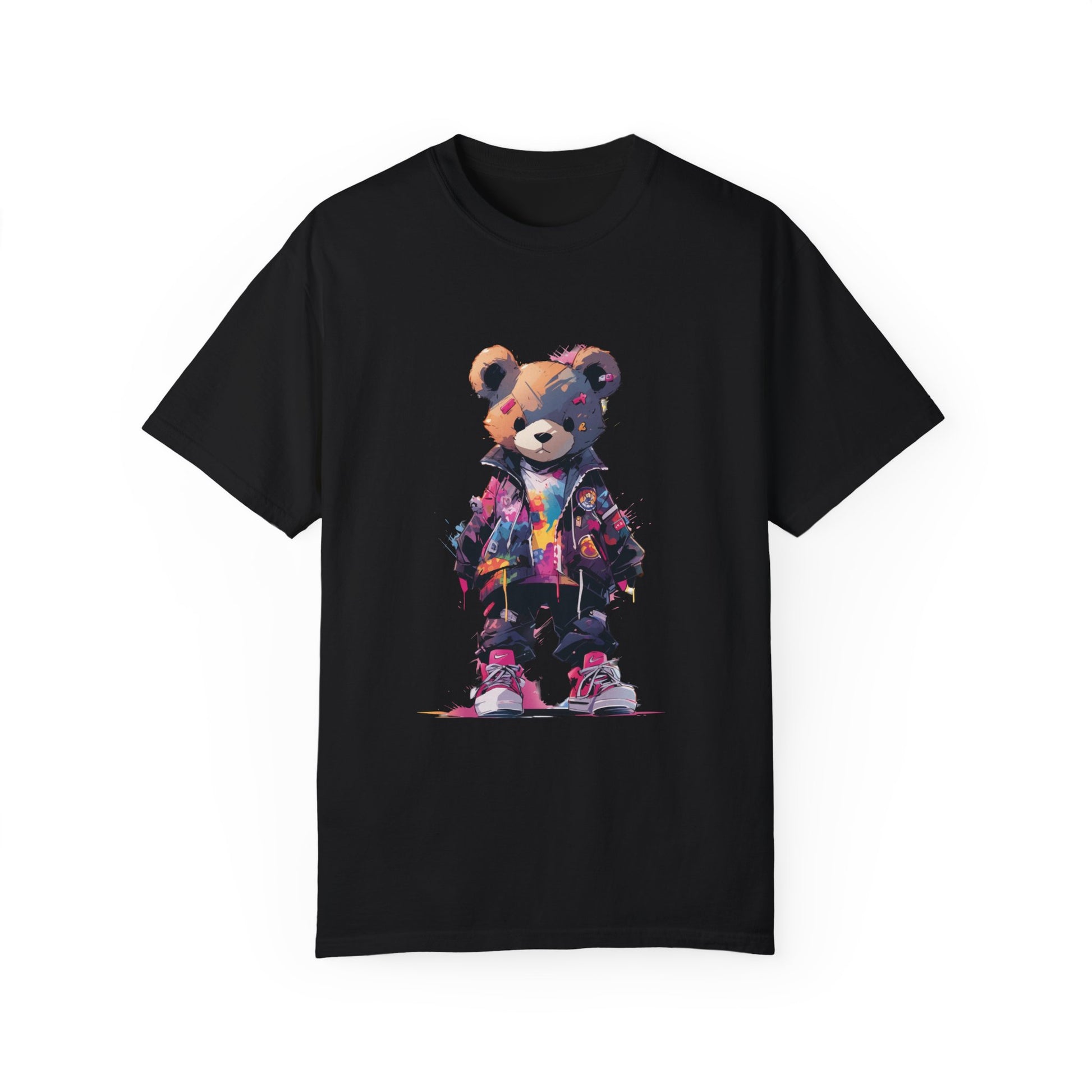 Hip Hop Teddy Bear Graphic Unisex Garment-dyed T-shirt Cotton Funny Humorous Graphic Soft Premium Unisex Men Women Black T-shirt Birthday Gift-1