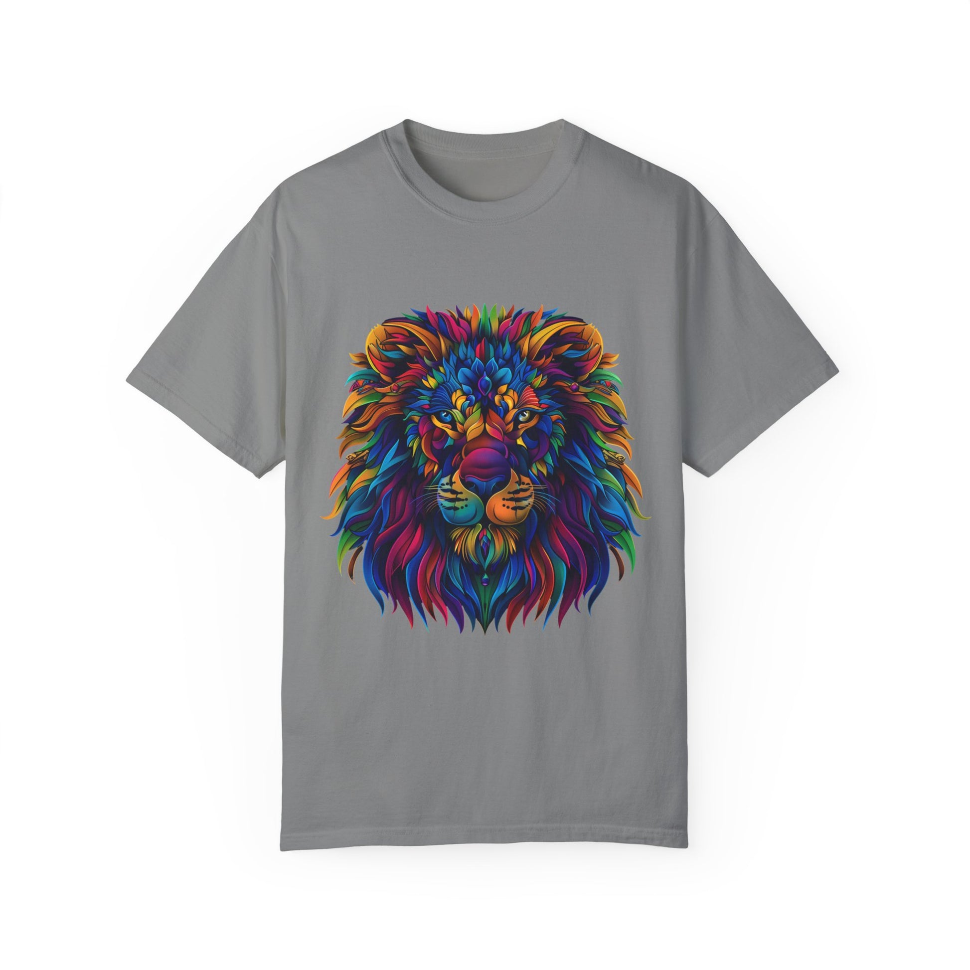 Lion Head Cool Graphic Design Novelty Unisex Garment-dyed T-shirt Cotton Funny Humorous Graphic Soft Premium Unisex Men Women Granite T-shirt Birthday Gift-14