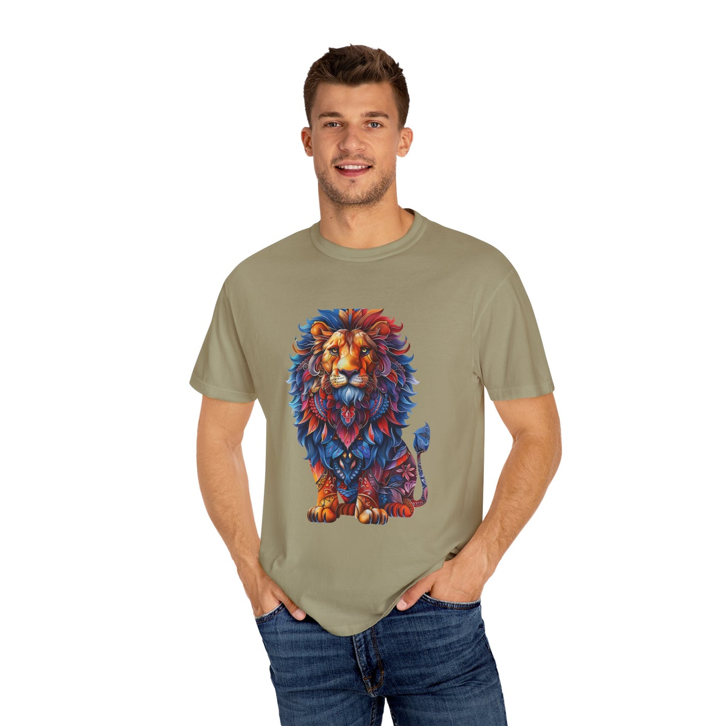 Copy of Lion Head Cool Graphic Design Novelty Unisex Garment-dyed T-shirt Cotton Funny Humorous Graphic Soft Premium Unisex Men Women Khaki T-shirt Birthday Gift-48