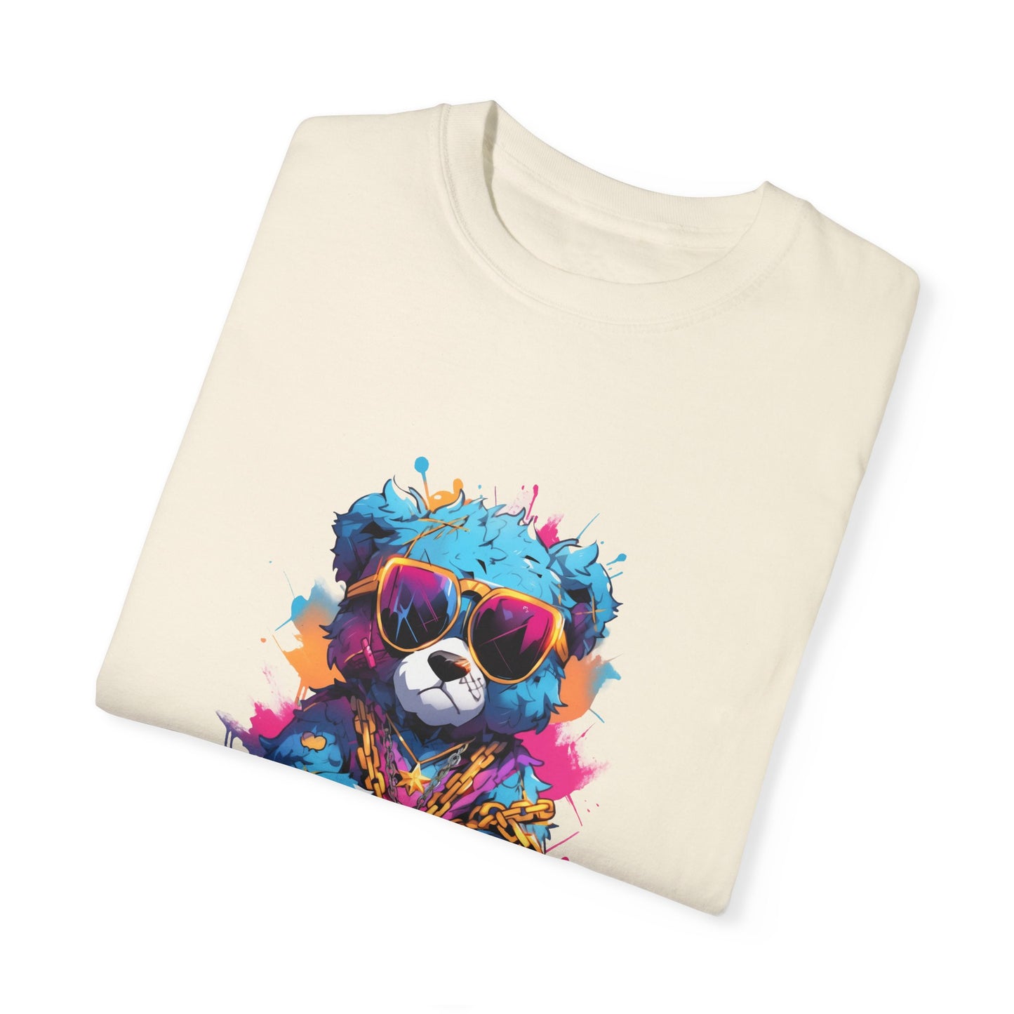 Hip Hop Teddy Bear Graphic Unisex Garment-dyed T-shirt Cotton Funny Humorous Graphic Soft Premium Unisex Men Women Ivory T-shirt Birthday Gift-44