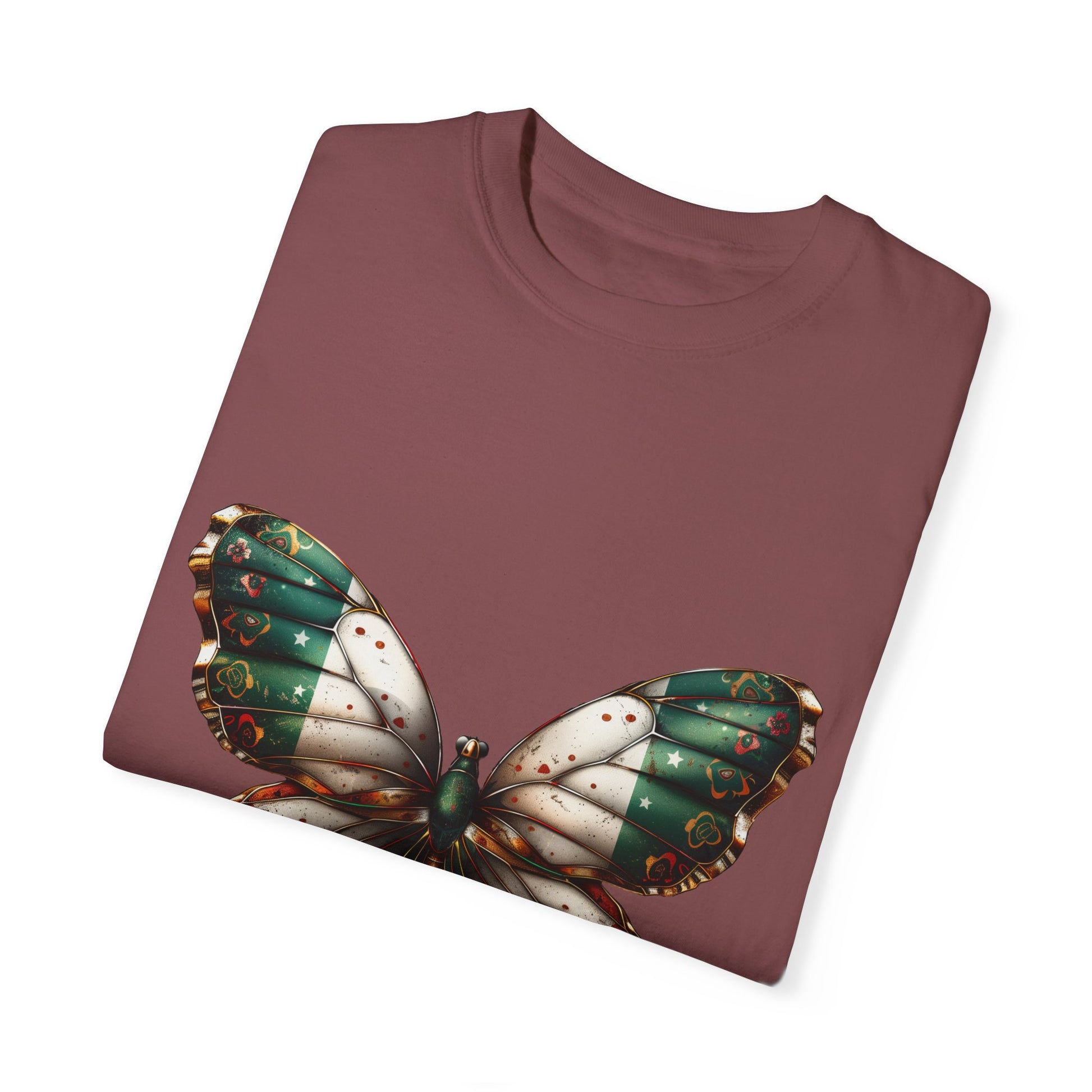 Mexican Pride Flag Butterfly Graphic Unisex Garment Dyed T-shirt Cotton Funny Humorous Graphic Soft Premium Unisex Men Women Brick T-shirt Birthday Gift-29