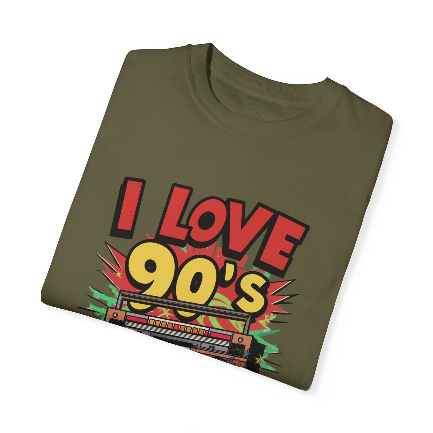 I Love 90's Hip Hop Graphic Unisex Garment-dyed T-shirt Cotton Funny Humorous Graphic Soft Premium Unisex Men Women Sage T-shirt Birthday Gift-53