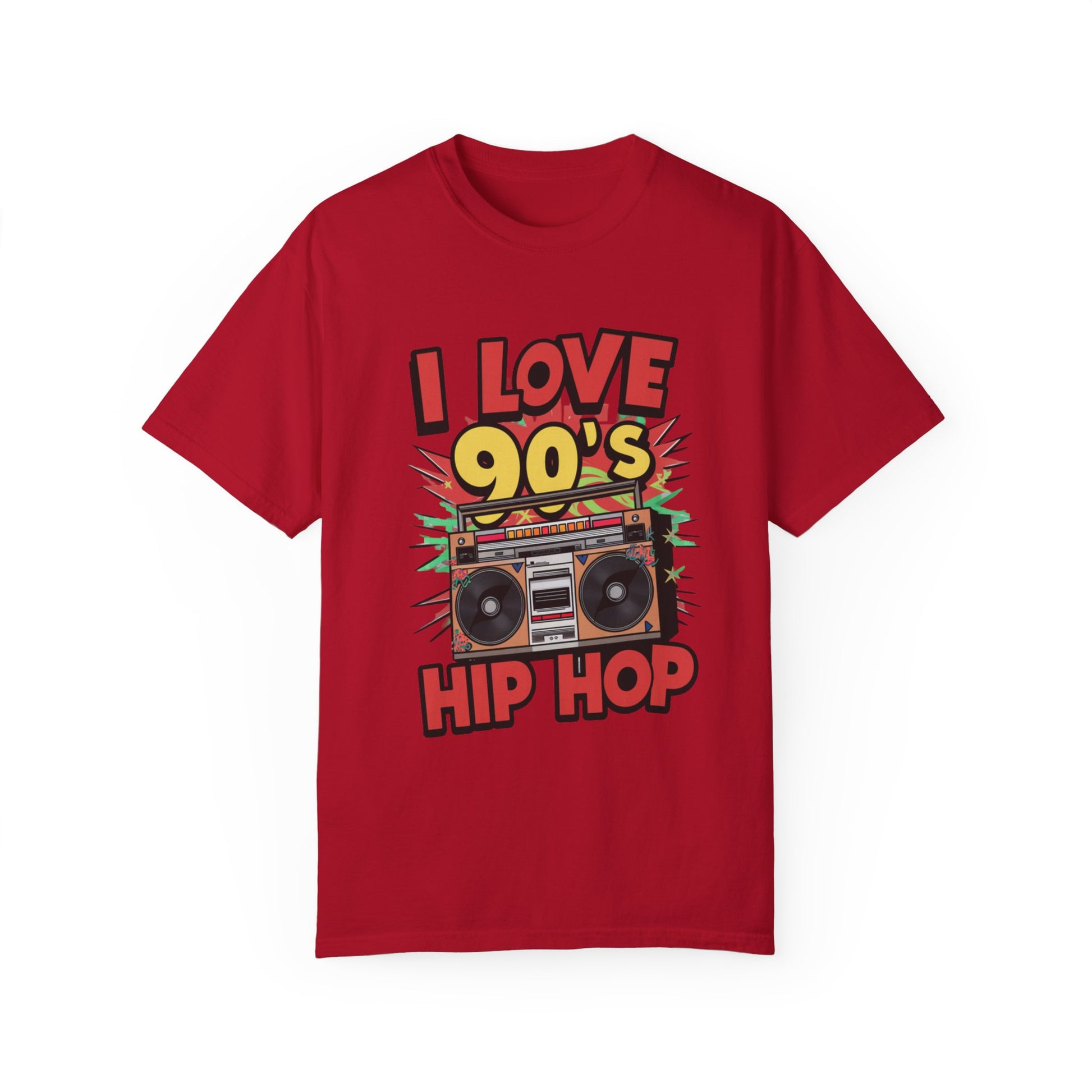 I Love 90's Hip Hop Graphic Unisex Garment-dyed T-shirt Cotton Funny Humorous Graphic Soft Premium Unisex Men Women Red T-shirt Birthday Gift-2