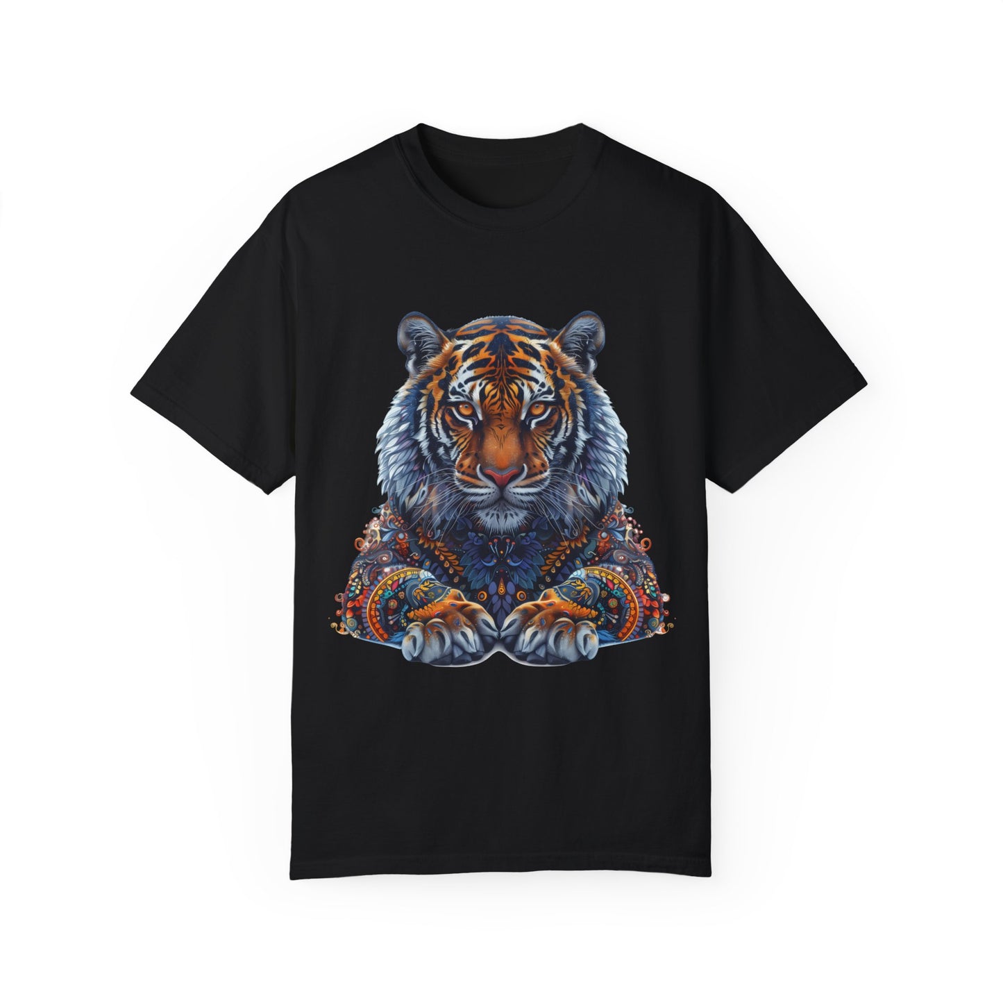 Lion Head Cool Graphic Design Novelty Unisex Garment-dyed T-shirt Cotton Funny Humorous Graphic Soft Premium Unisex Men Women Black T-shirt Birthday Gift-1