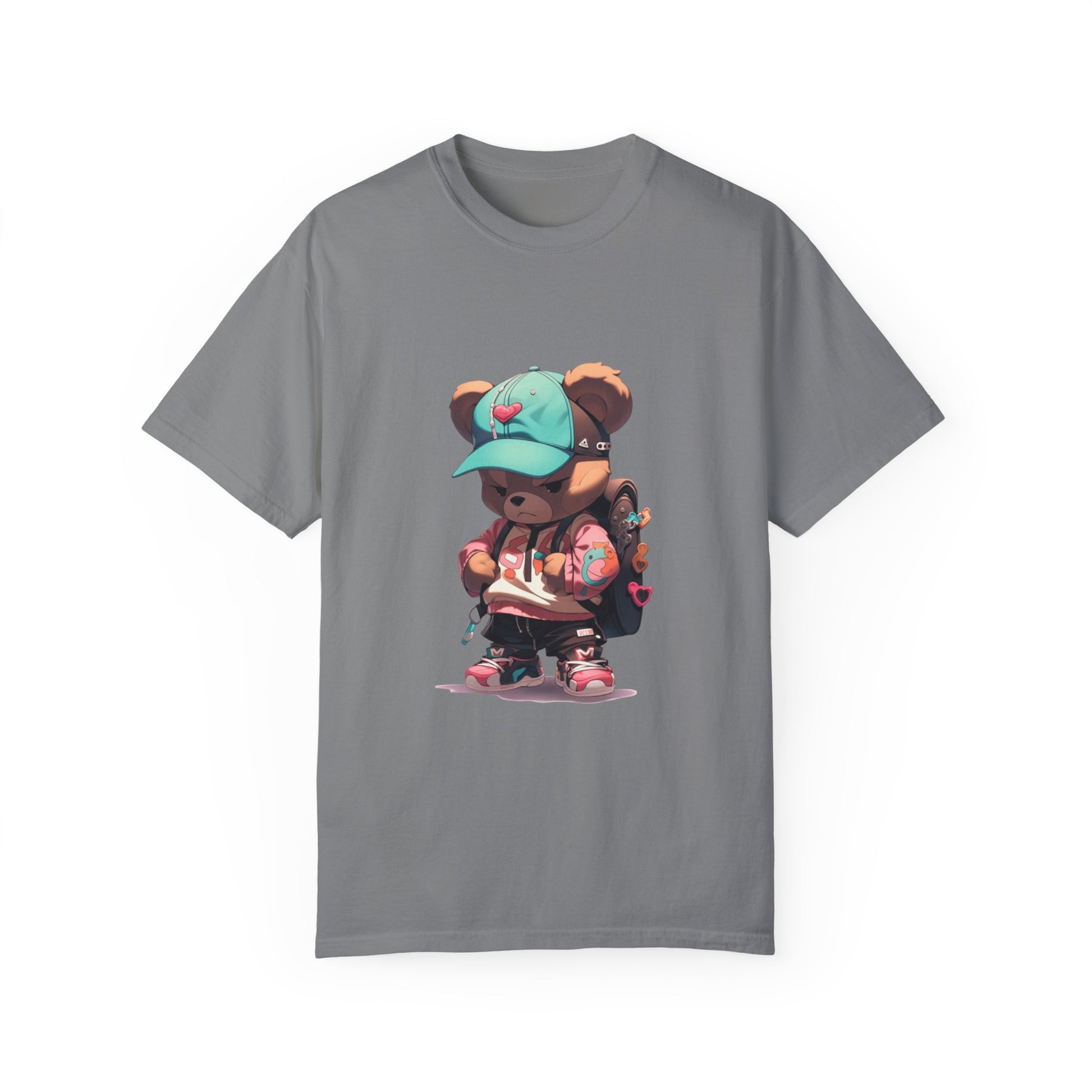 Hip Hop Teddy Bear Graphic Unisex Garment-dyed T-shirt Cotton Funny Humorous Graphic Soft Premium Unisex Men Women Grey T-shirt Birthday Gift-9