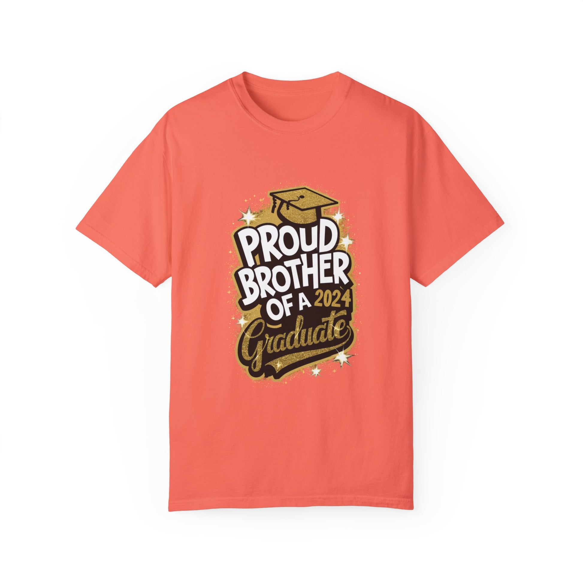 Proud Brother of a 2024 Graduate Unisex Garment-dyed T-shirt Cotton Funny Humorous Graphic Soft Premium Unisex Men Women Bright Salmon T-shirt Birthday Gift-6