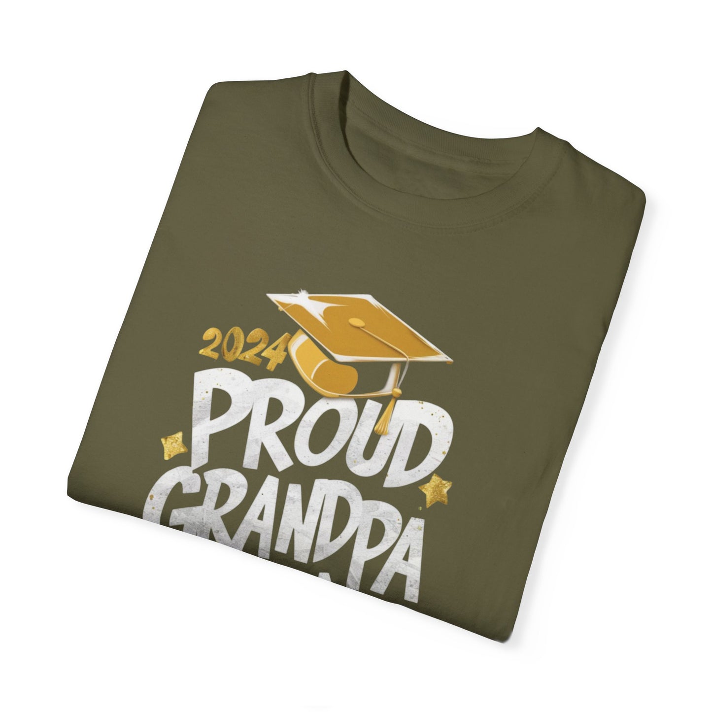Proud Grandpa of a 2024 Graduate Unisex Garment-dyed T-shirt Cotton Funny Humorous Graphic Soft Premium Unisex Men Women Sage T-shirt Birthday Gift-53