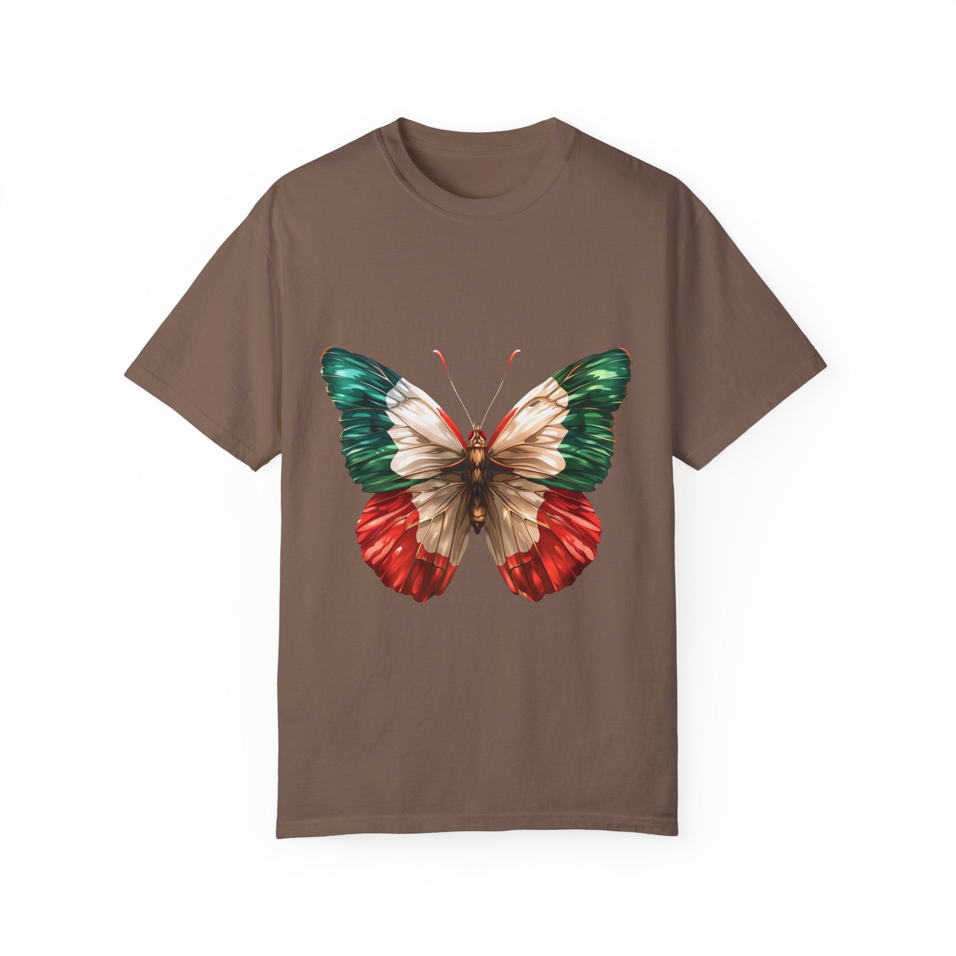 Mexico Flag Butterfly Graphic Unisex Garment Dyed T-shirt Cotton Funny Humorous Graphic Soft Premium Unisex Men Women Espresso T-shirt Birthday Gift-15